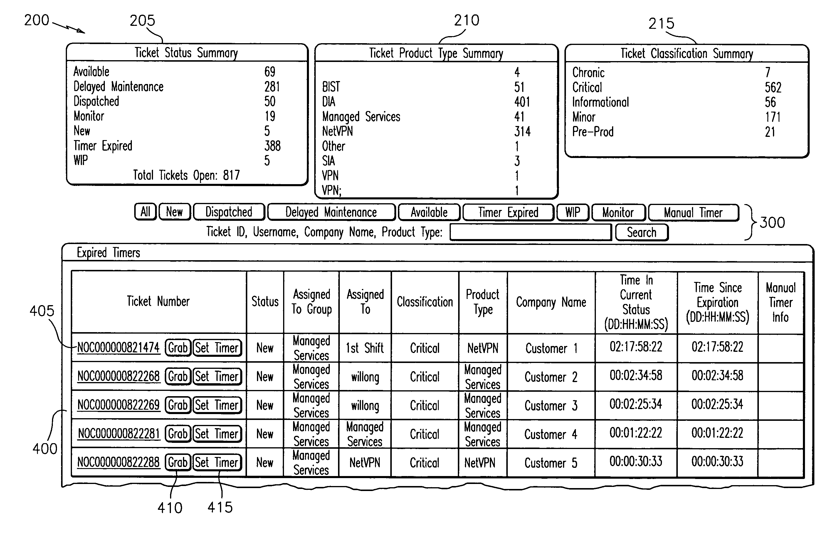 Systems, methods, website and computer products for service ticket consolidation and display