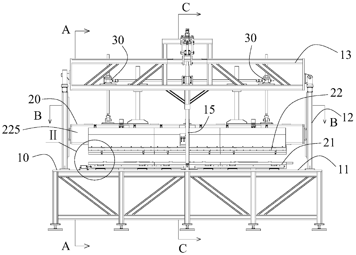 Composite material cap-type stringer forming device