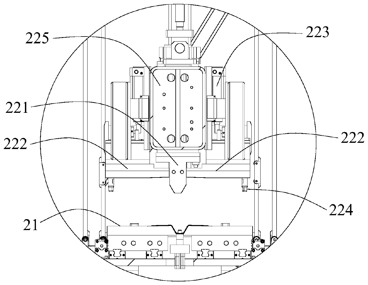 Composite material cap-type stringer forming device