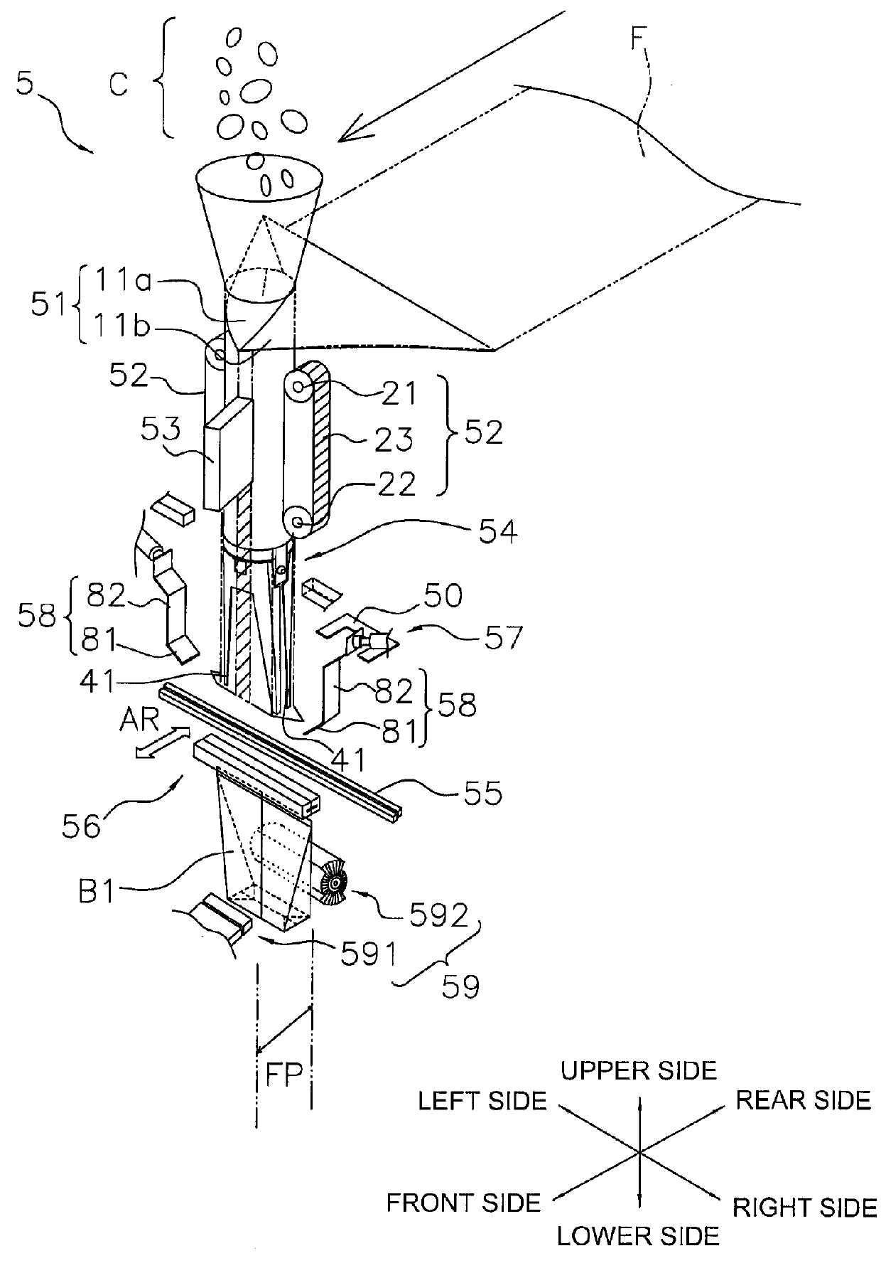 Bag making and packaging machine