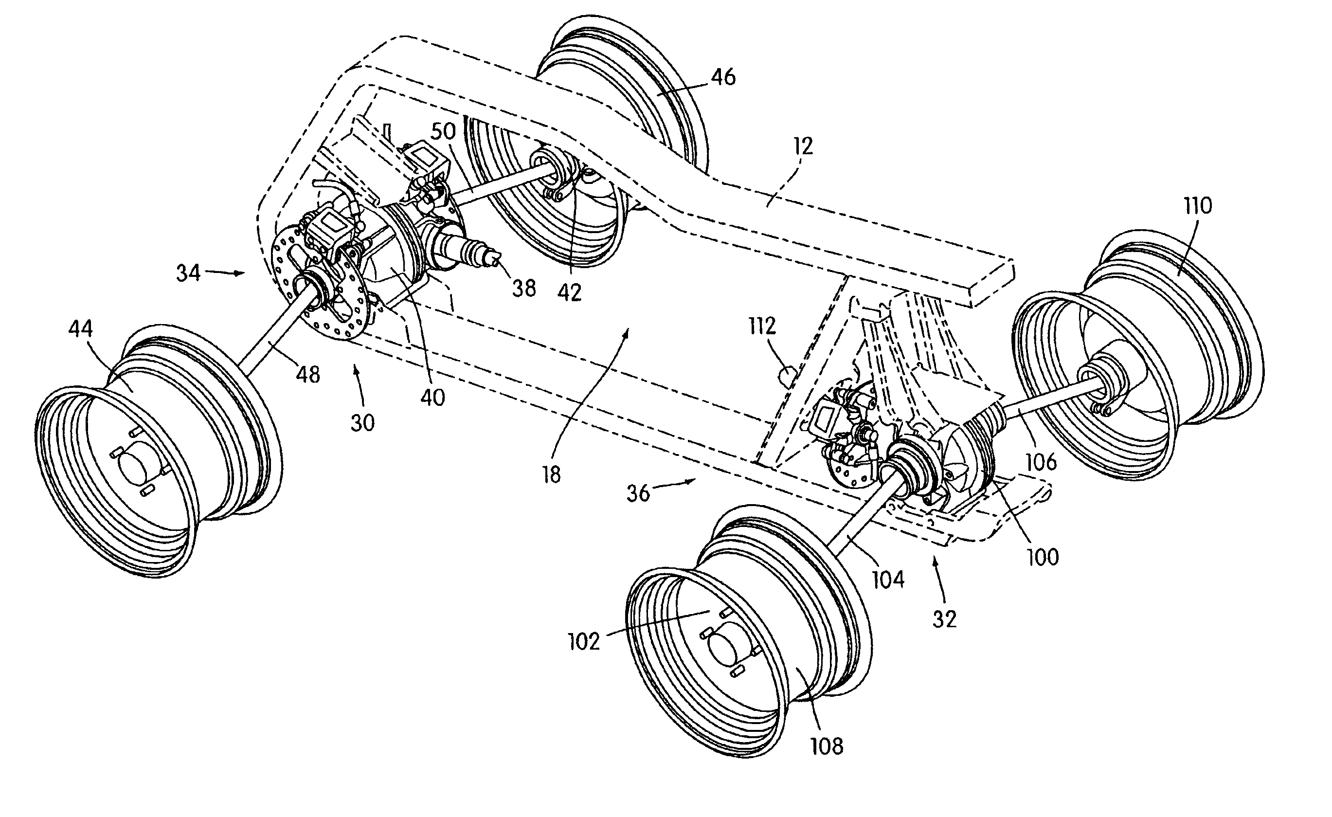 Inboard brake system for a straddle-type all-terrain vehicle