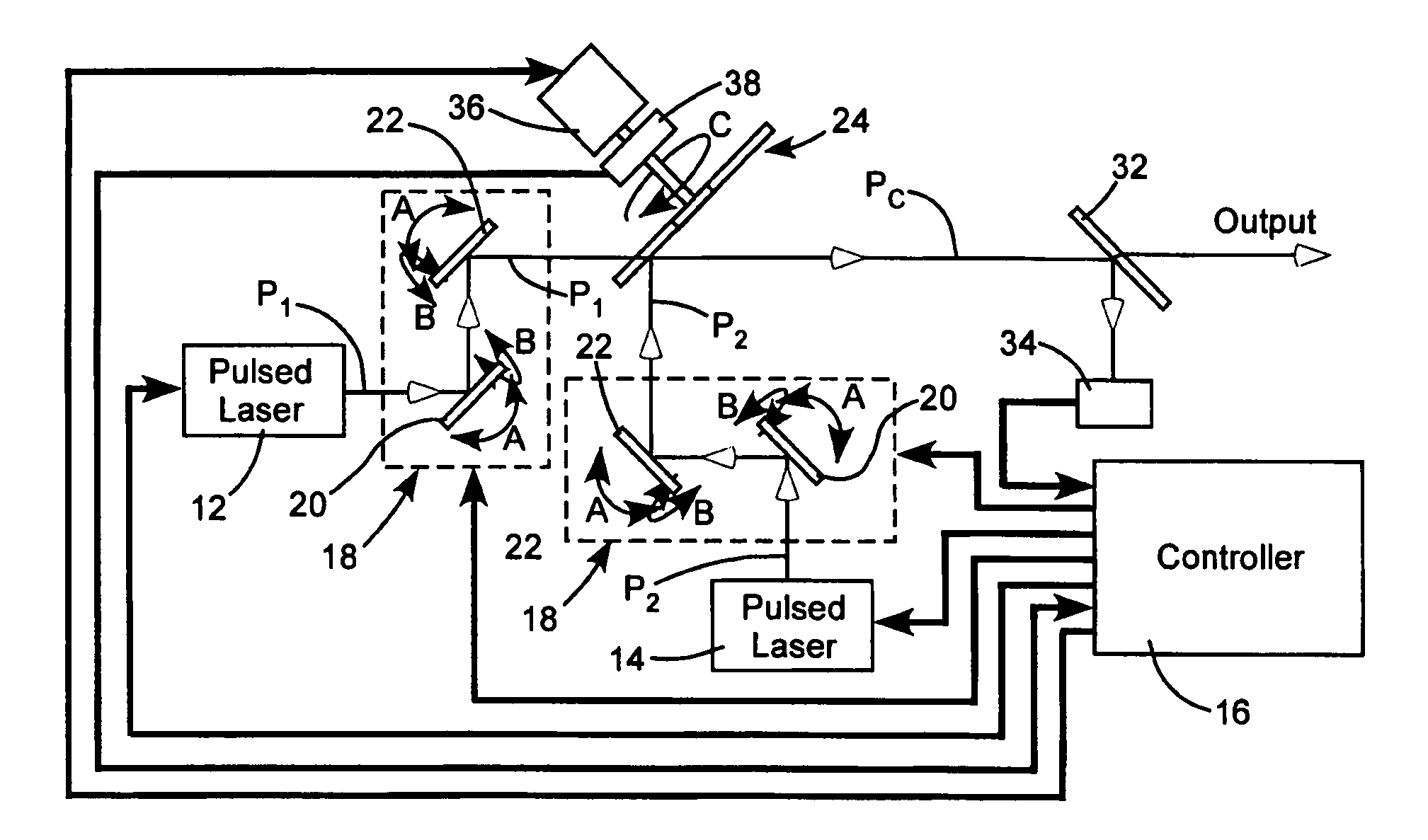 Apparatus for combining beams from repetitively pulsed lasers along a common path