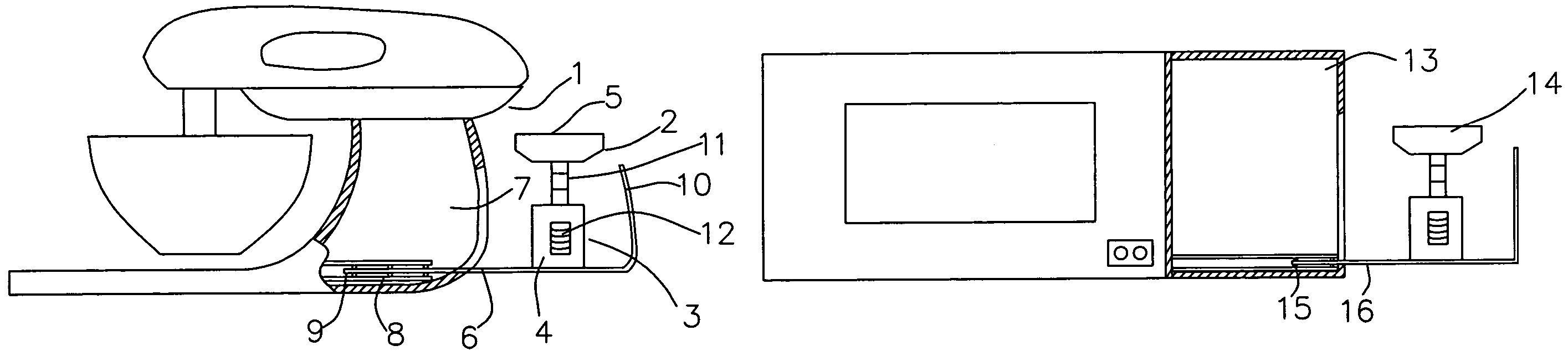 Food treating apparatus with a weighing scale