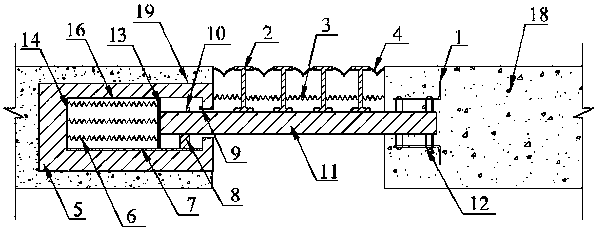 Novel bridge expansion joint device for monitoring displacement of beam end