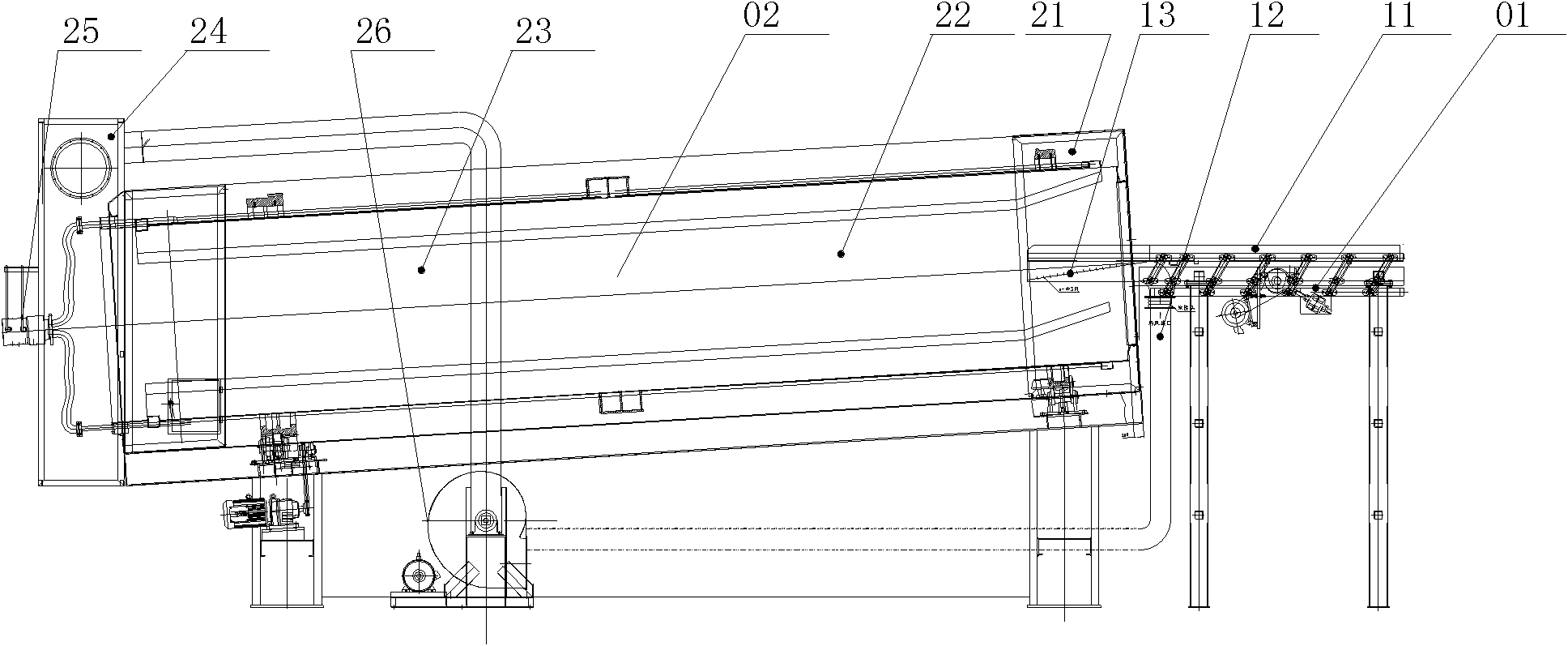 Section drying cut tobacco equipment and method