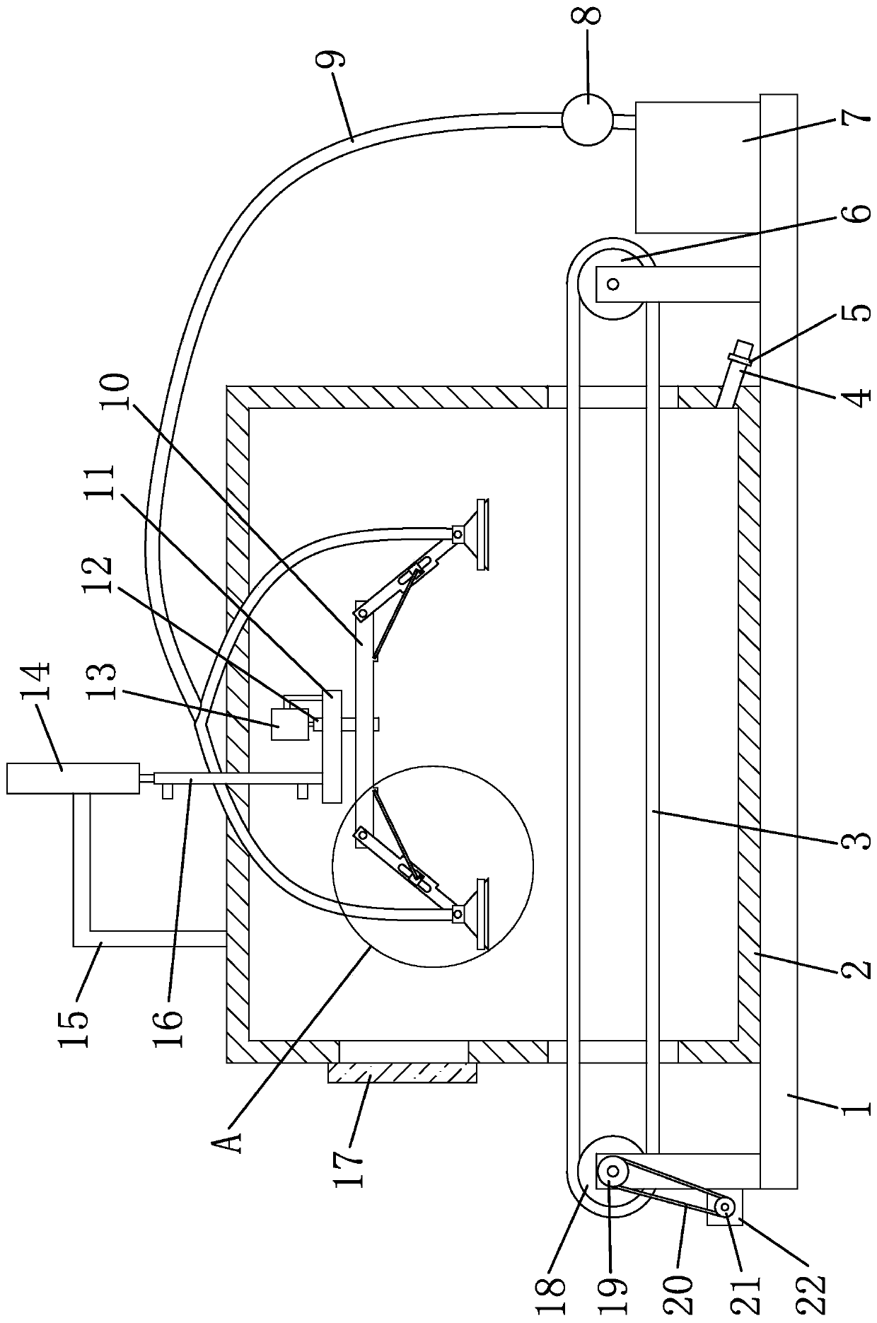 An environment-friendly leather surface automatic spraying system