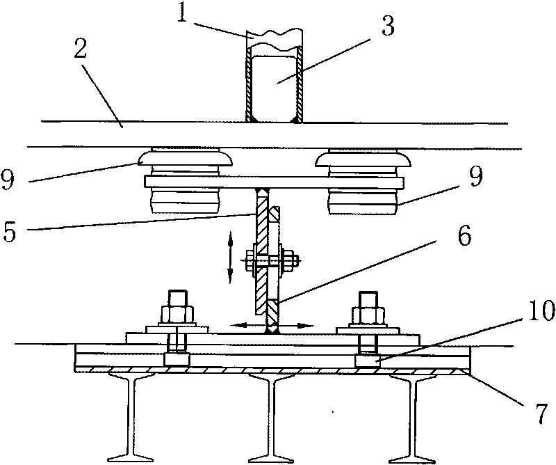 Full-height railway shielding door upright column and adjusting device thereof