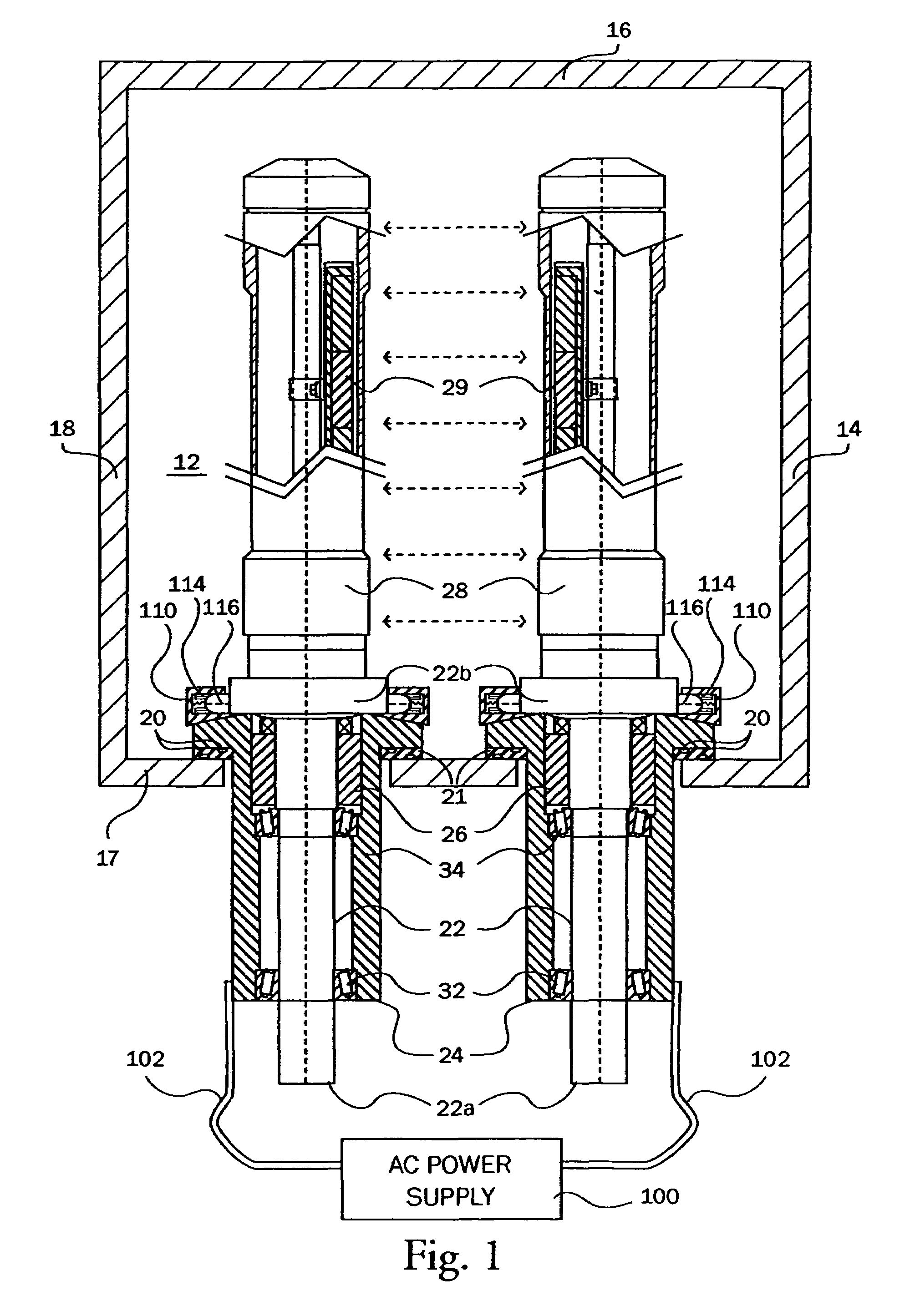 Alternating current rotatable sputter cathode