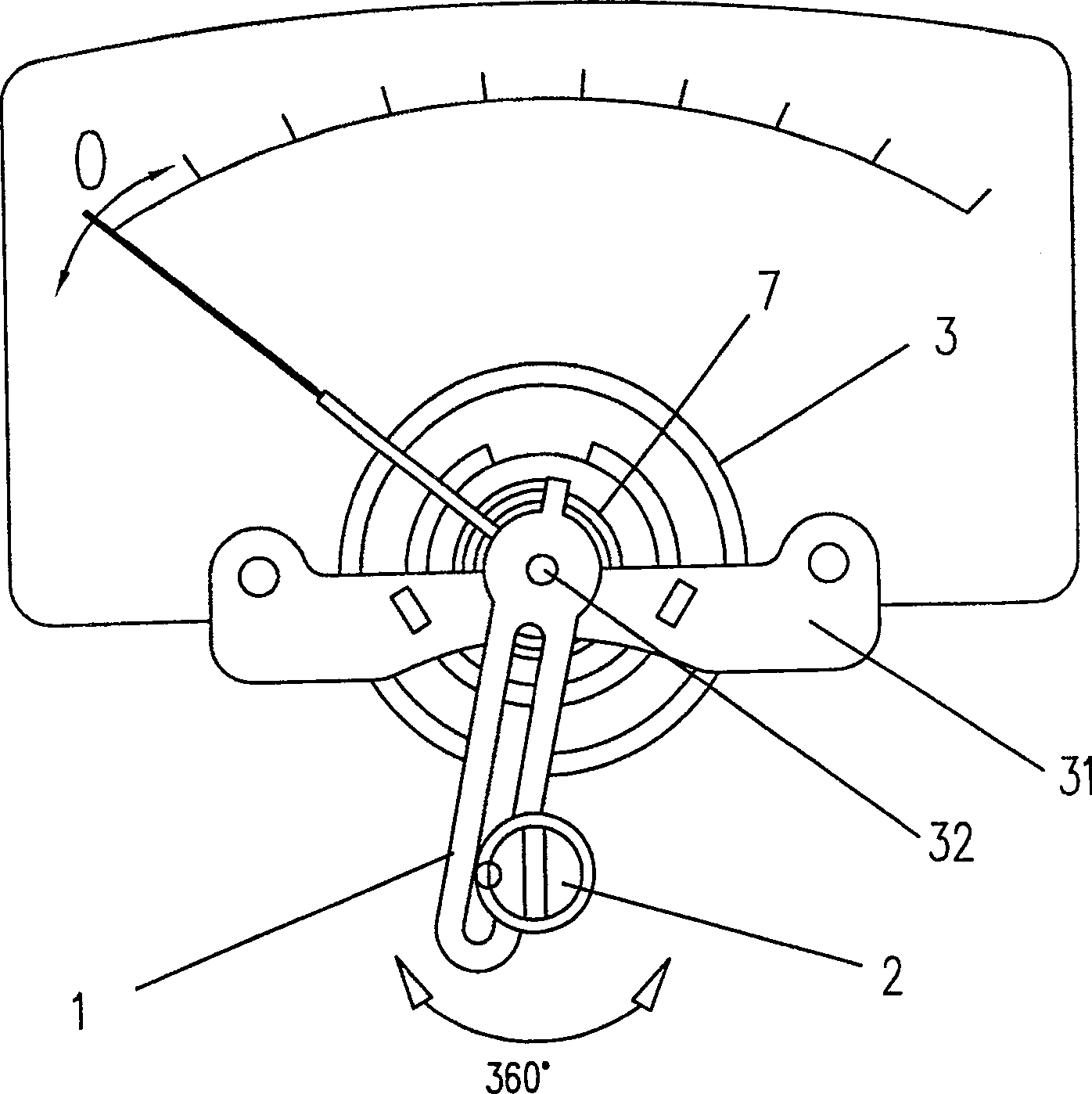 Zero-setting device for electrical measuring instrument and method for raising air breakdown-resisting voltage value of electric measuring instrument