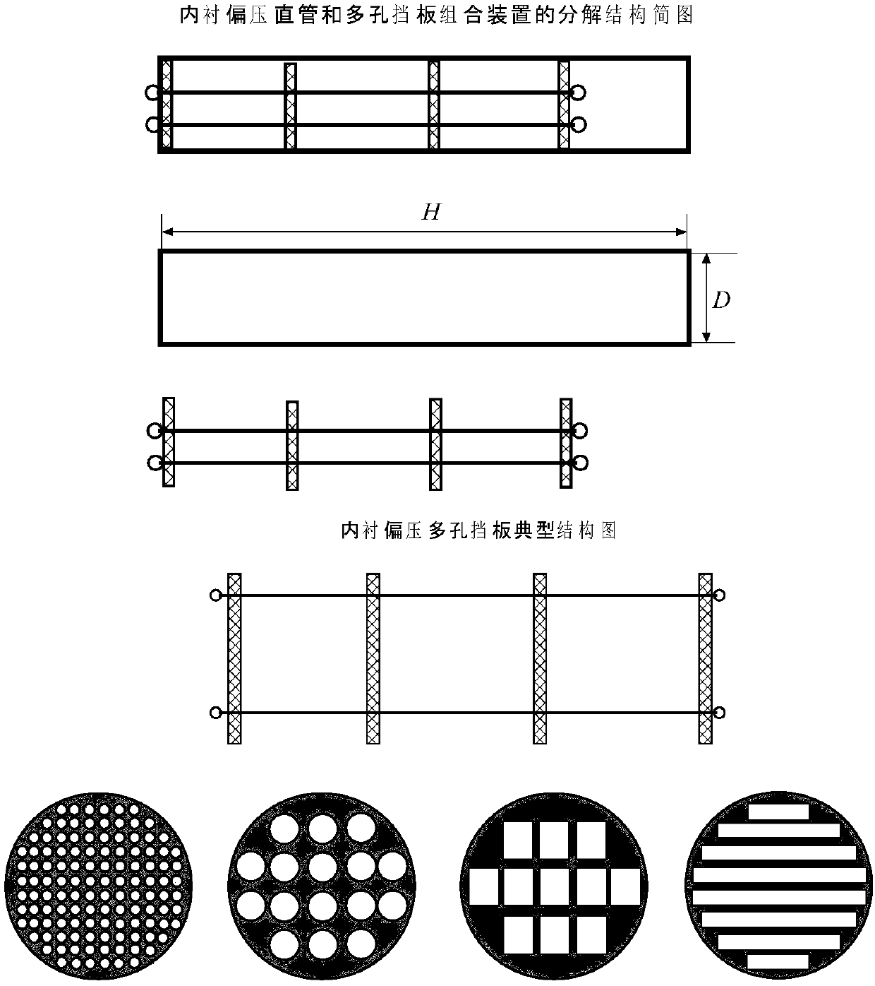 Arc ion plating adopting composite filtering of combined magnetic field, lined straight pipe and multihole baffle