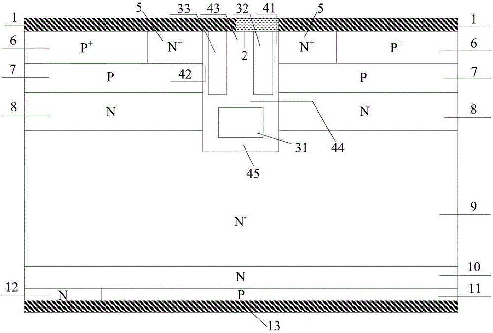 Double split trench gate charge storage-type RC-IGBT and manufacturing method thereof