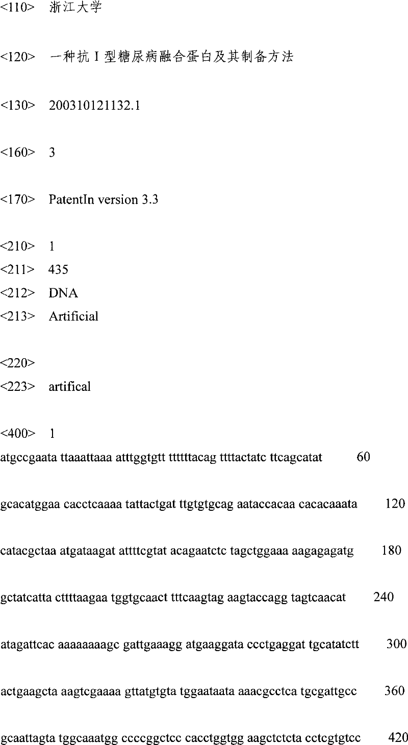 Anti-I type diabetes fuse protein and preparation thereof