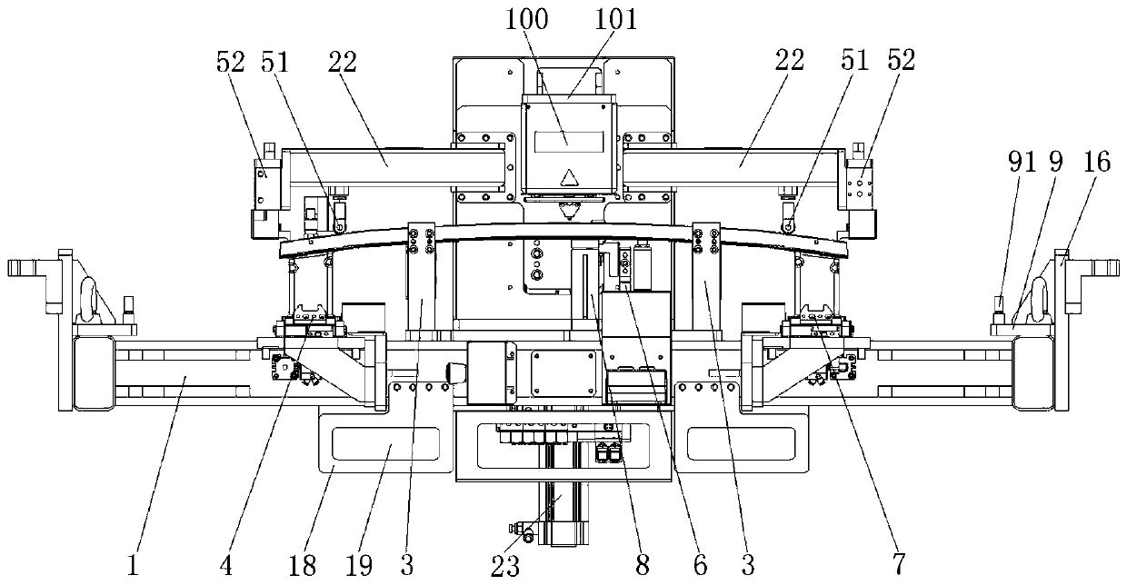 Base frame of clamping device used for automatic welding of bumper