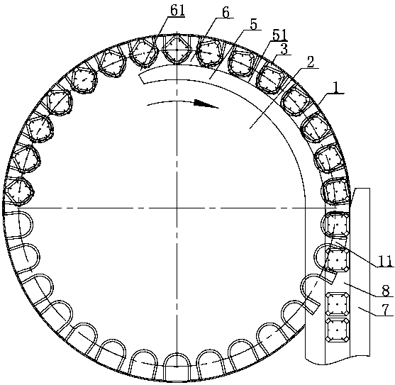 Square cap neatening and discharging mechanism