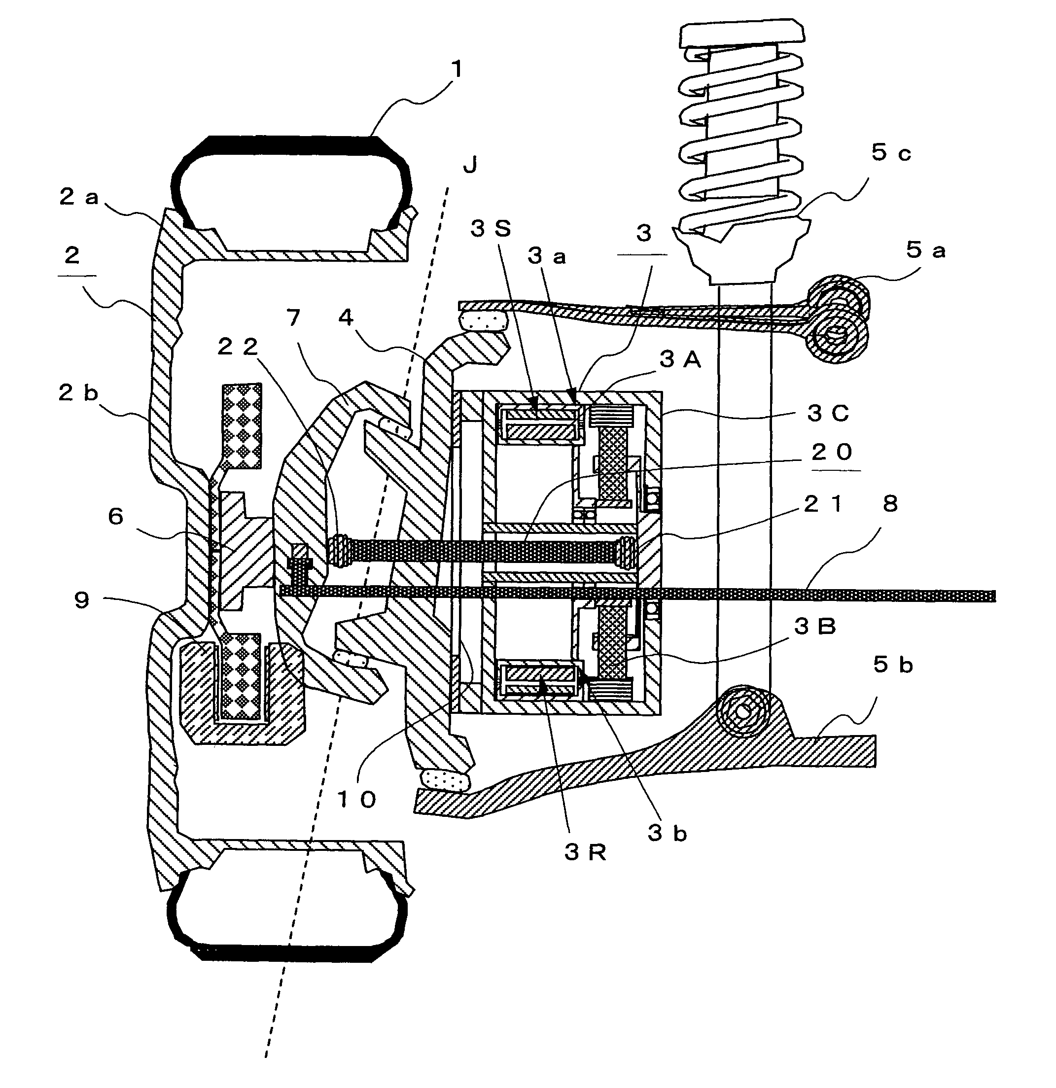 In-wheel motor system for a steering wheel