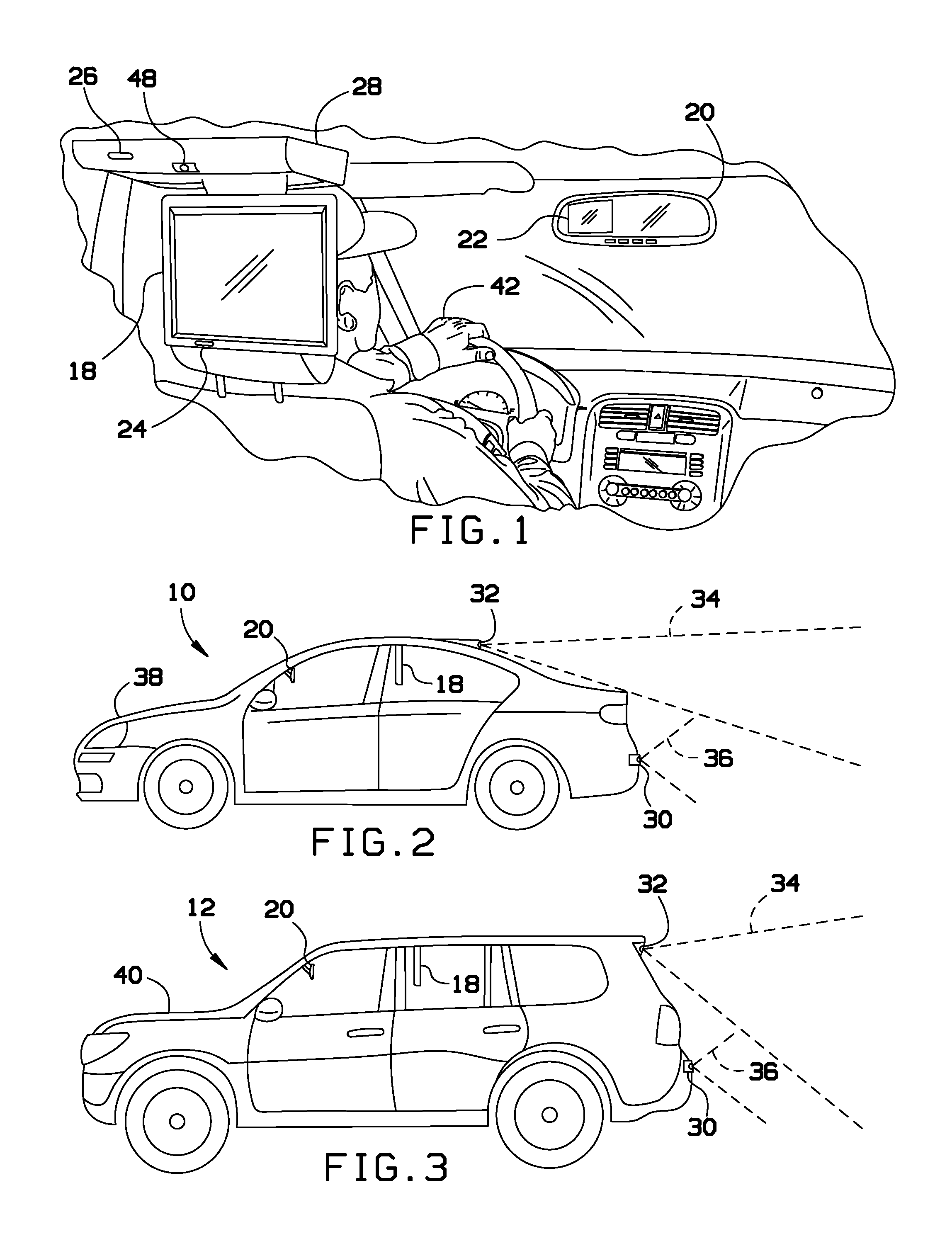 Automatic rear view display in vehicles with entertainment systems