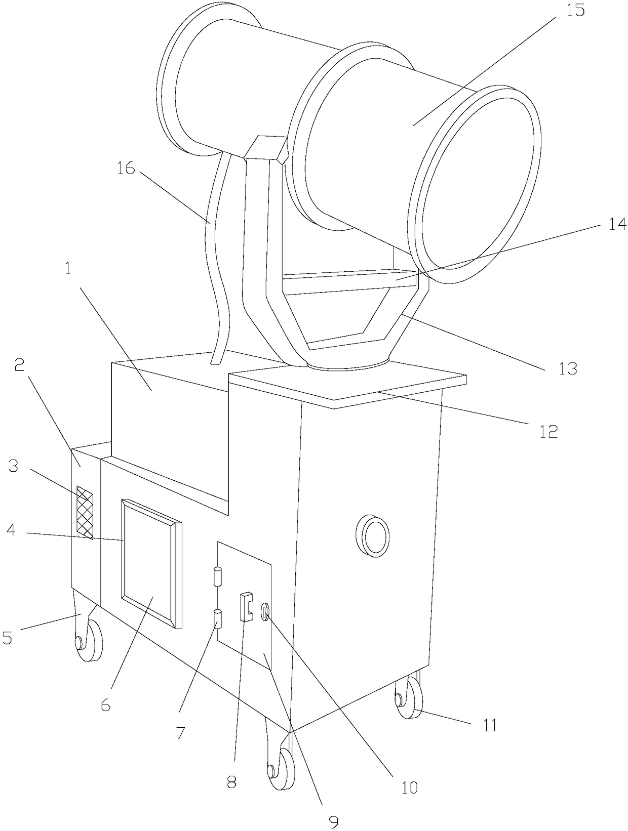 Construction site high-altitude water mist dust fall apparatus