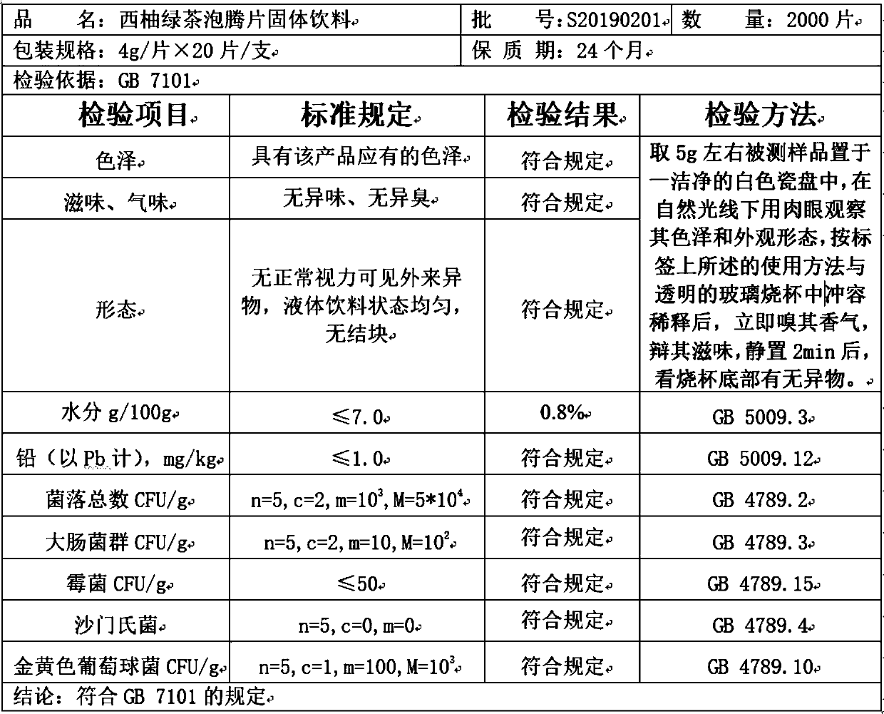 Preparation method of grapefruit and green tea effervescent tablets