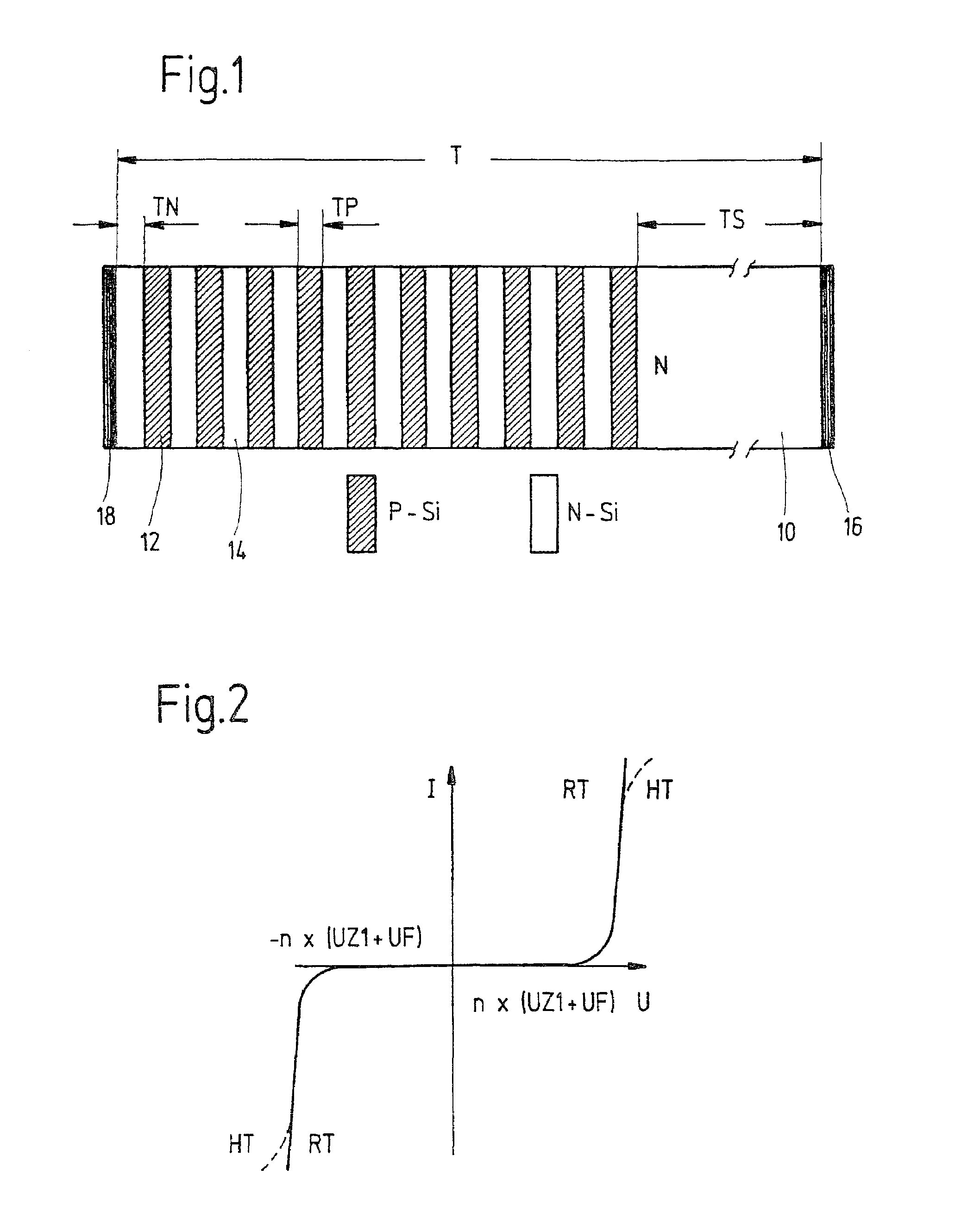 Arrangement with p-doped and n-doped semiconductor layers and method for producing the same