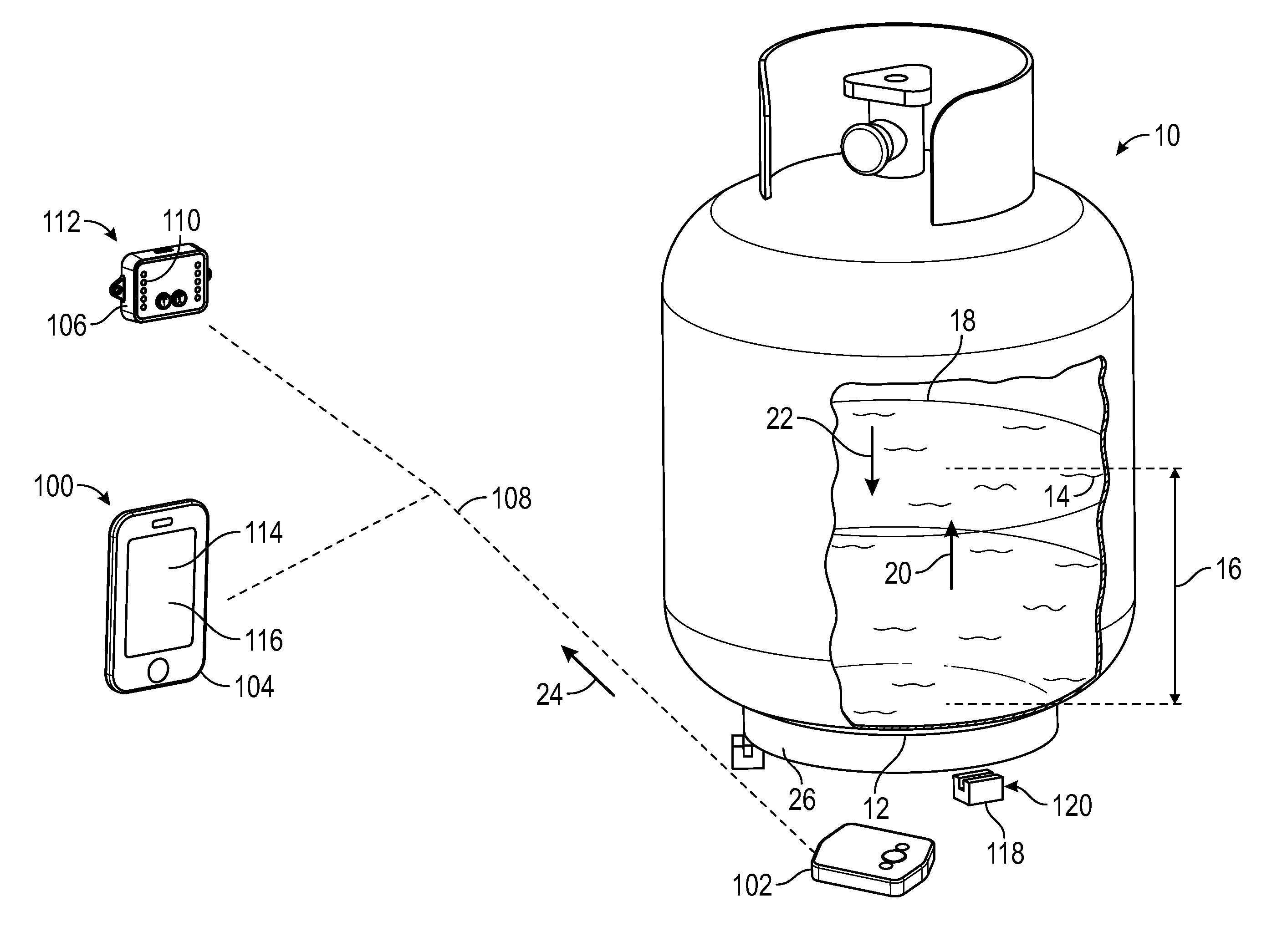 Sensor Arrangements, Sensor Systems, and Methods for Determining Height of Liquids in Tanks