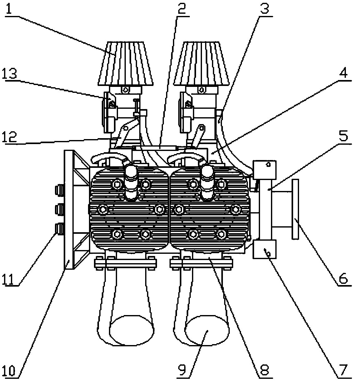 Small two-stroke four-cylinder horizontally-opposed aero-engine