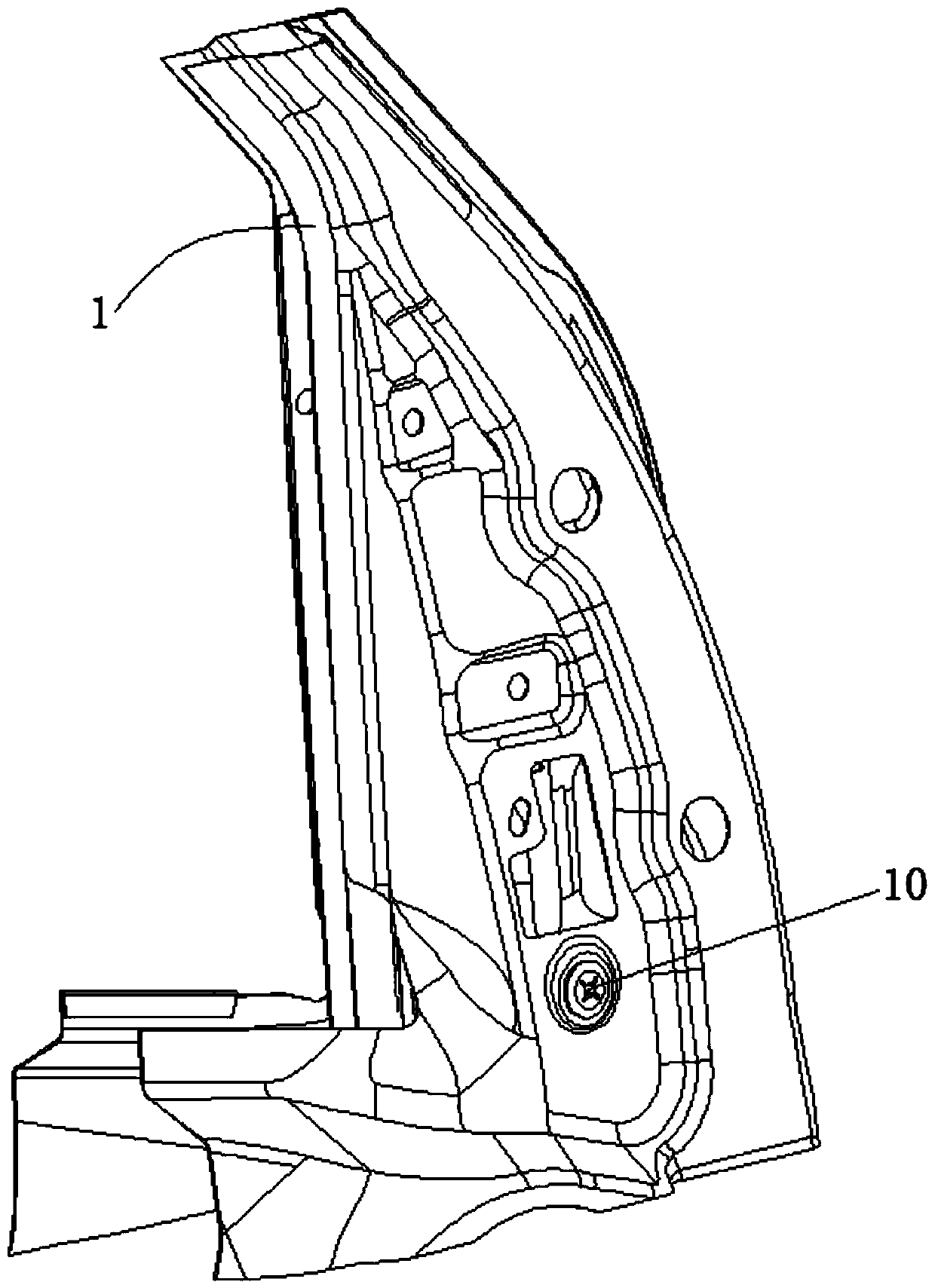 Matching structure of door guard plate and inner triangular block and assembling process of matching structure