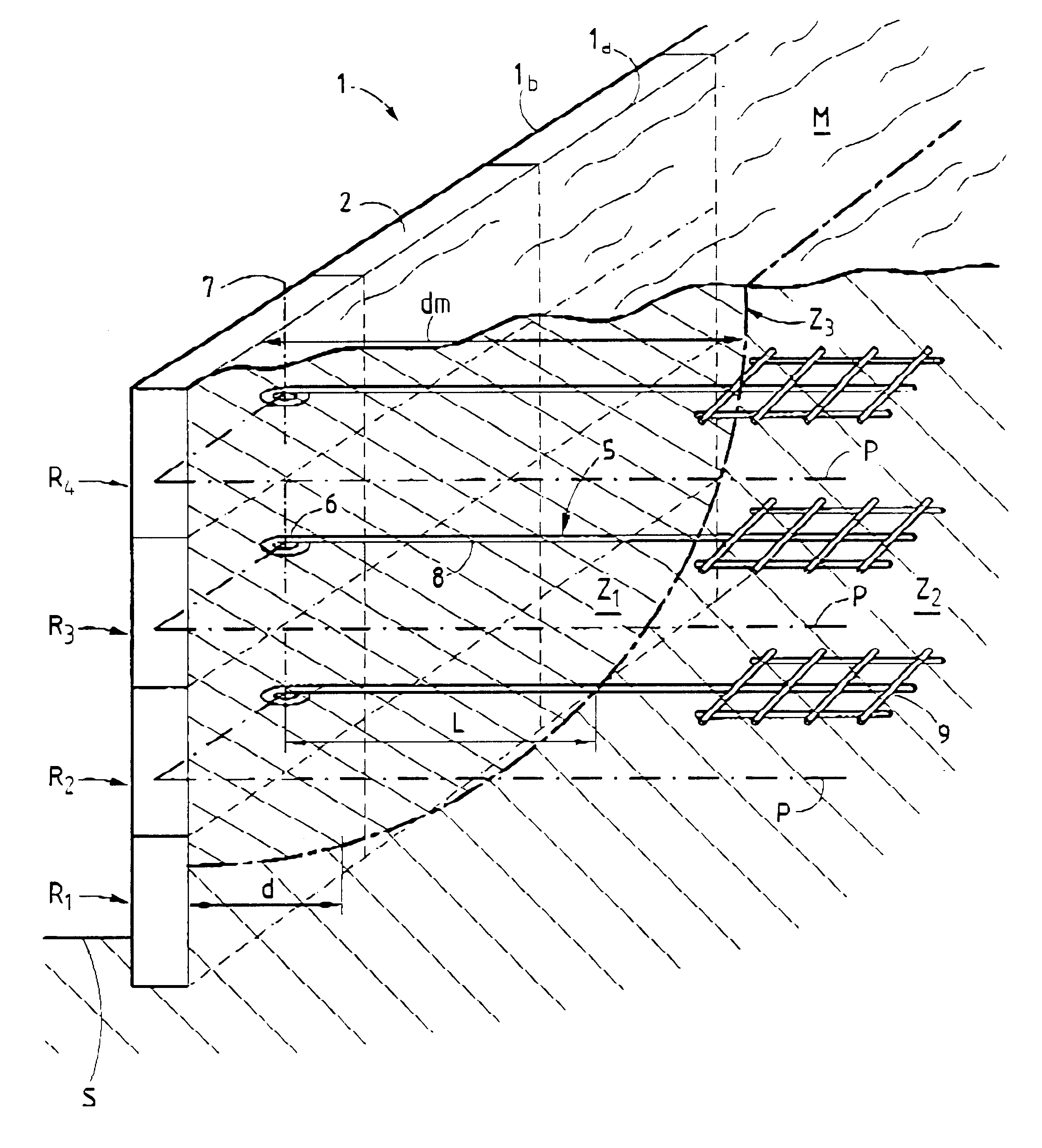 Method for forming a head wall from an anchor pile and reinforcing member for said anchor pile structure