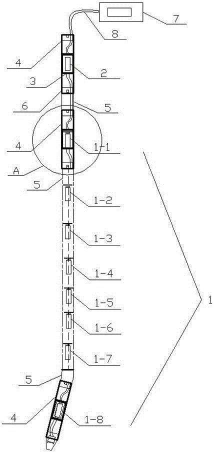 Multi-node super-long deep part displacement monitoring system based on RS485 bus technology