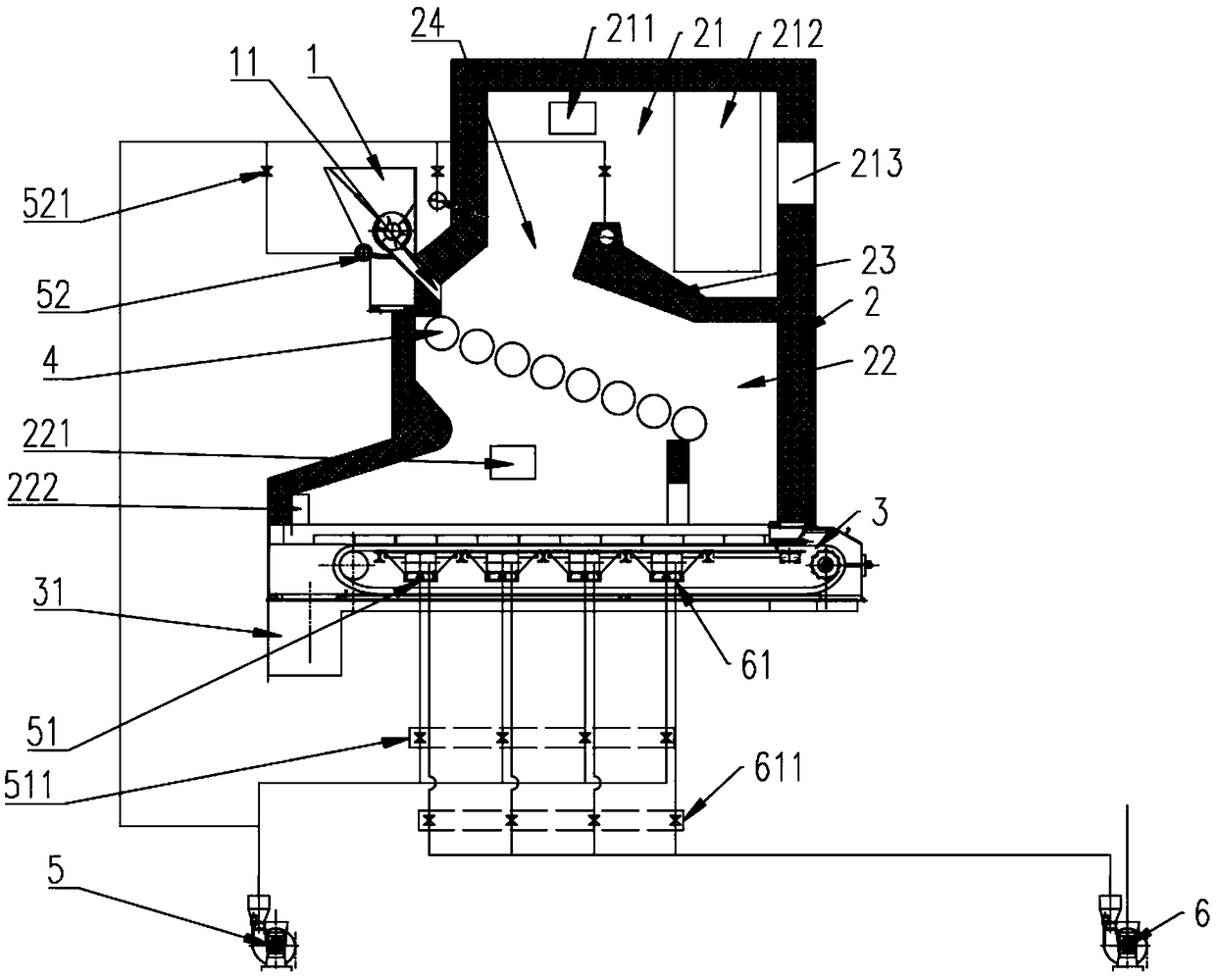 Grate-movable gasification and incineration integrated furnace