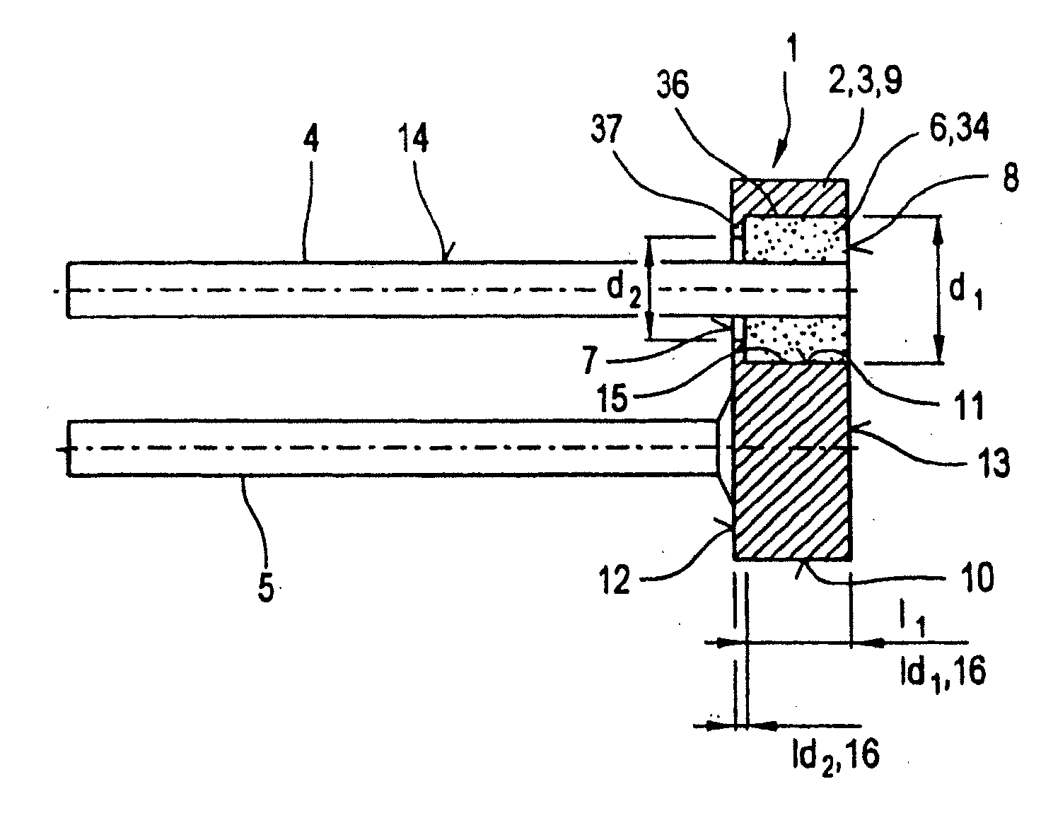 Metal fixing material bushing and method for producing a base plate of a metal fixing material bushing