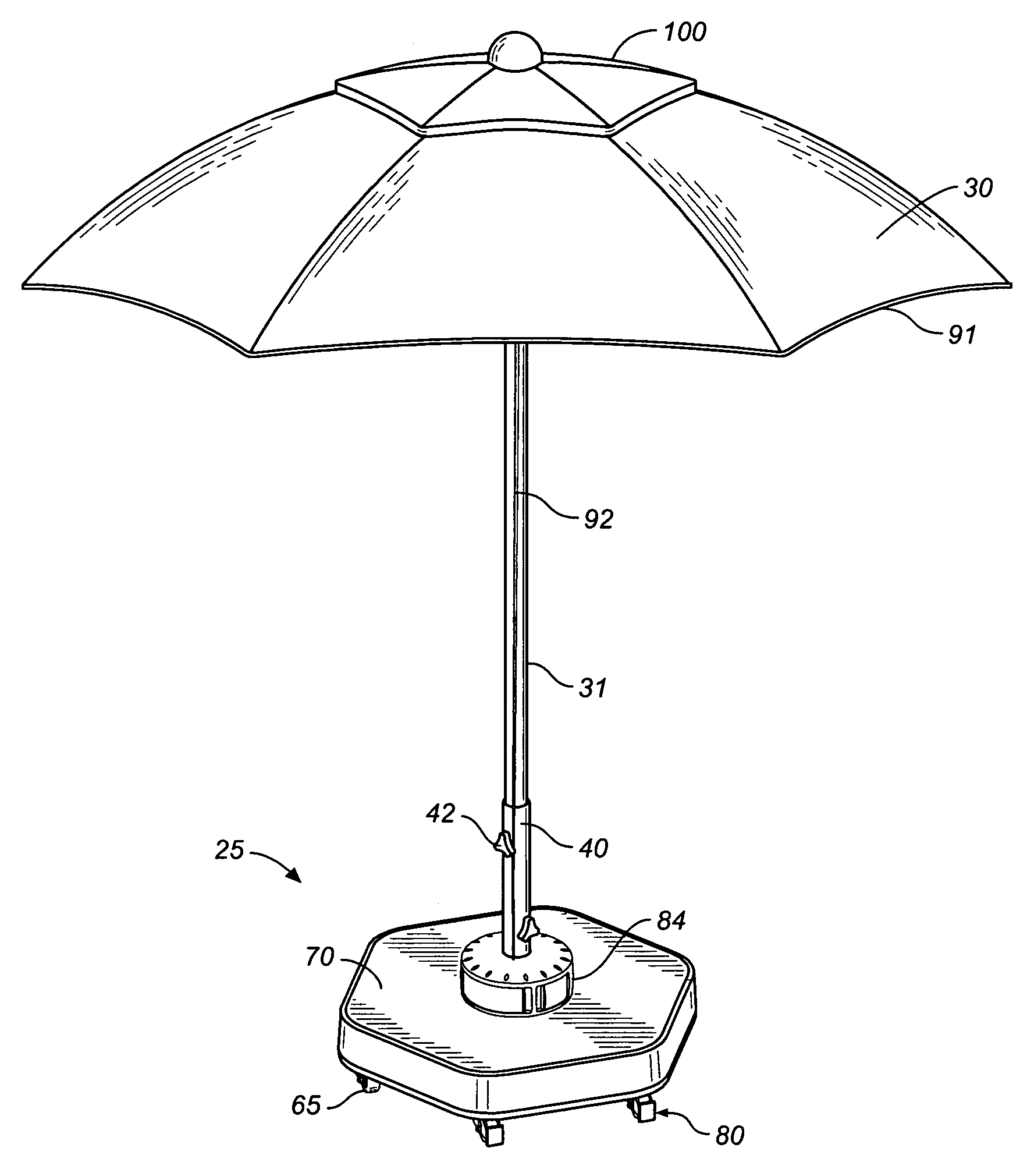 Umbrella base with power supply