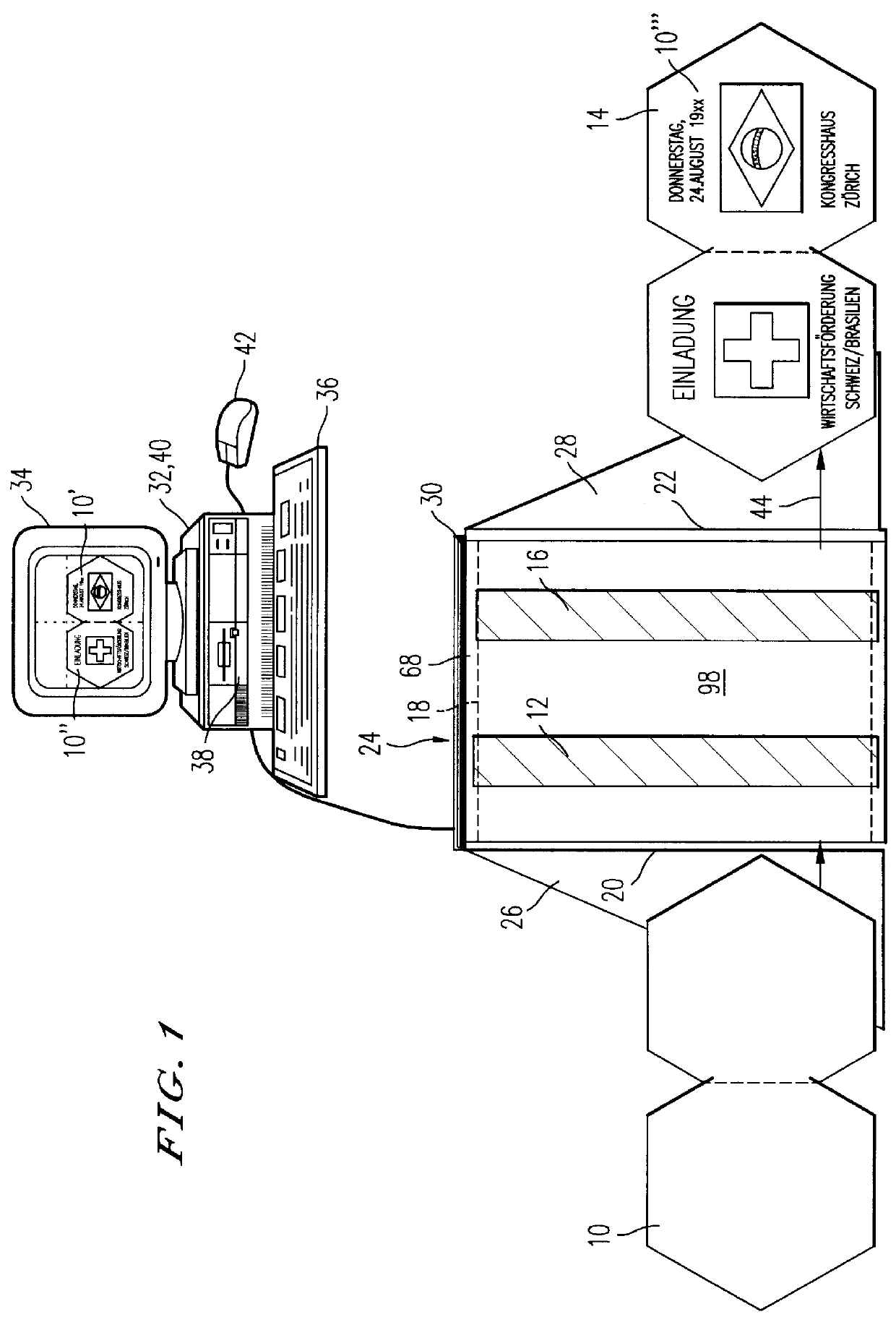 Method and device for optically reading a document model with a scanner and for printing a recording medium with a printer