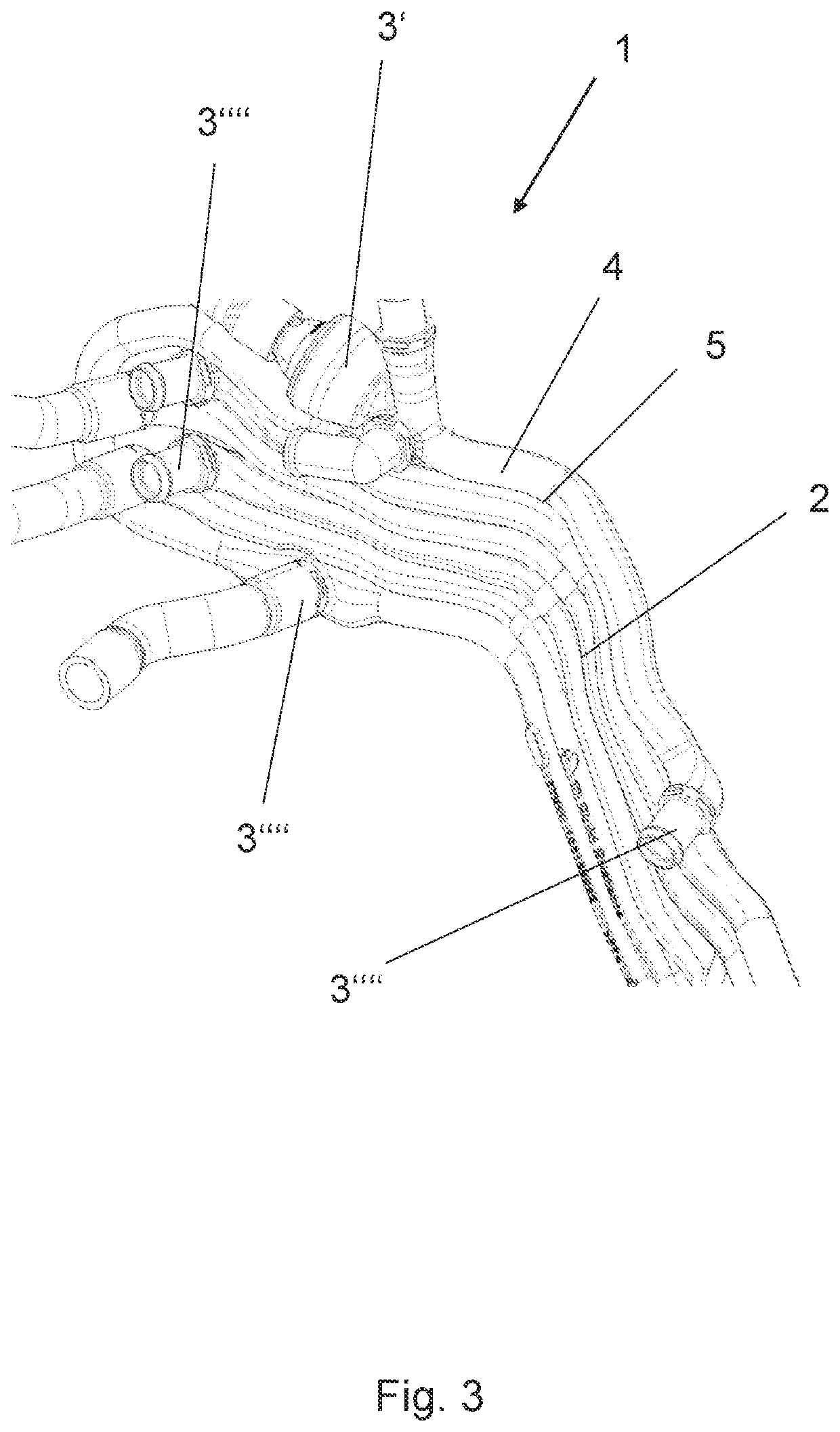 Tube arrangement for the transport of tempering medium