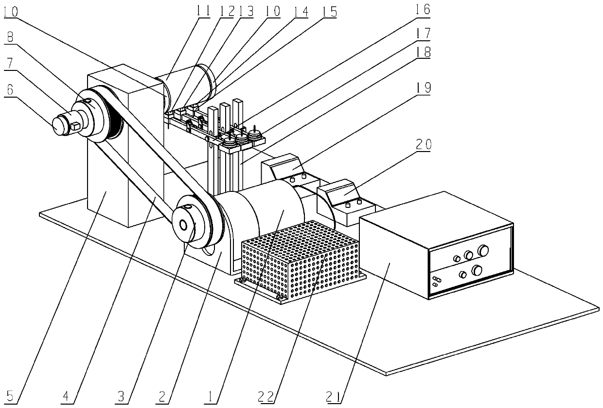 Hydro-generator carbon brush and collecting ring current-carrying frictional wear simulation test device and method