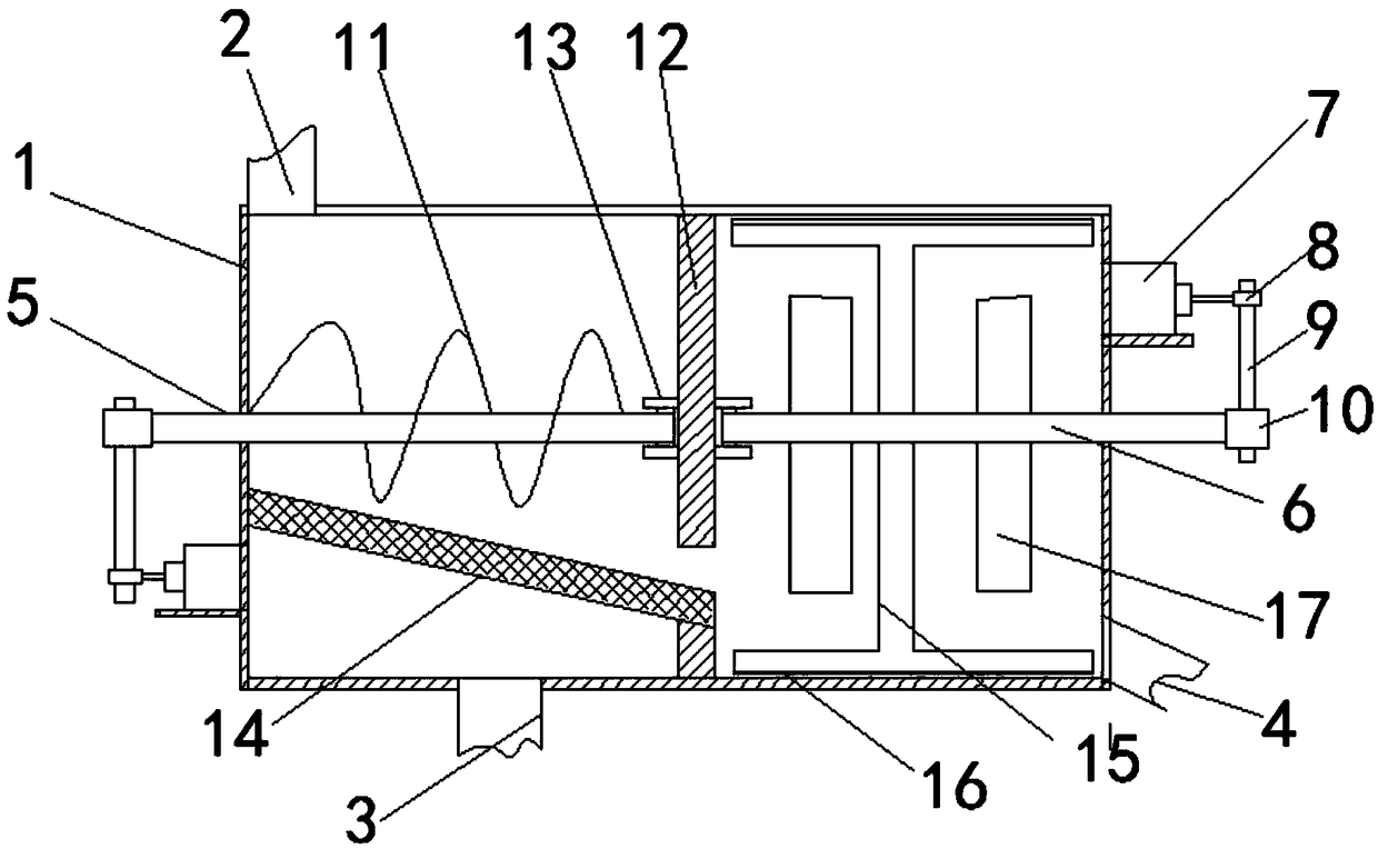 Feed mixer realizing uniform discharge