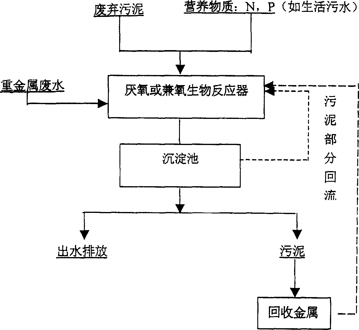 Method of treating waste water containing heavy metal with waste sludge as carrier