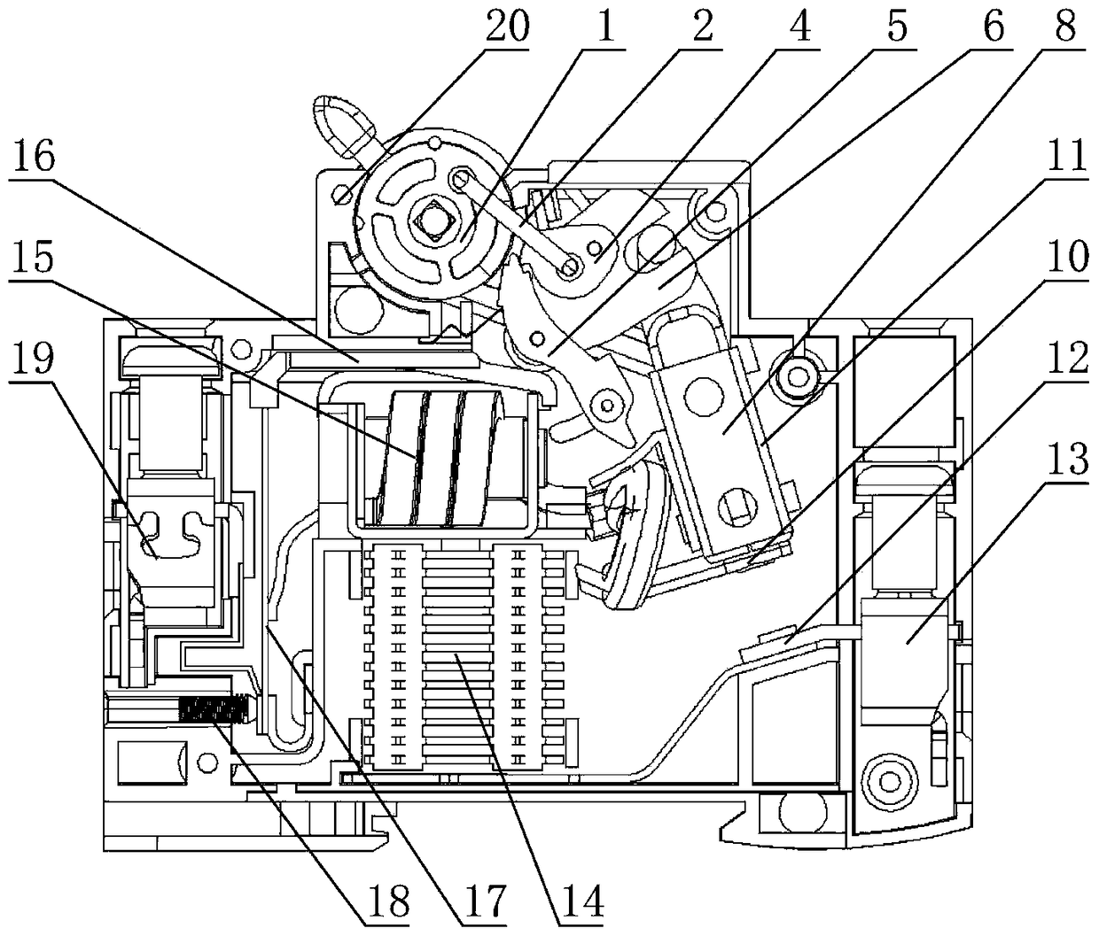 A contact direct acting molded case circuit breaker