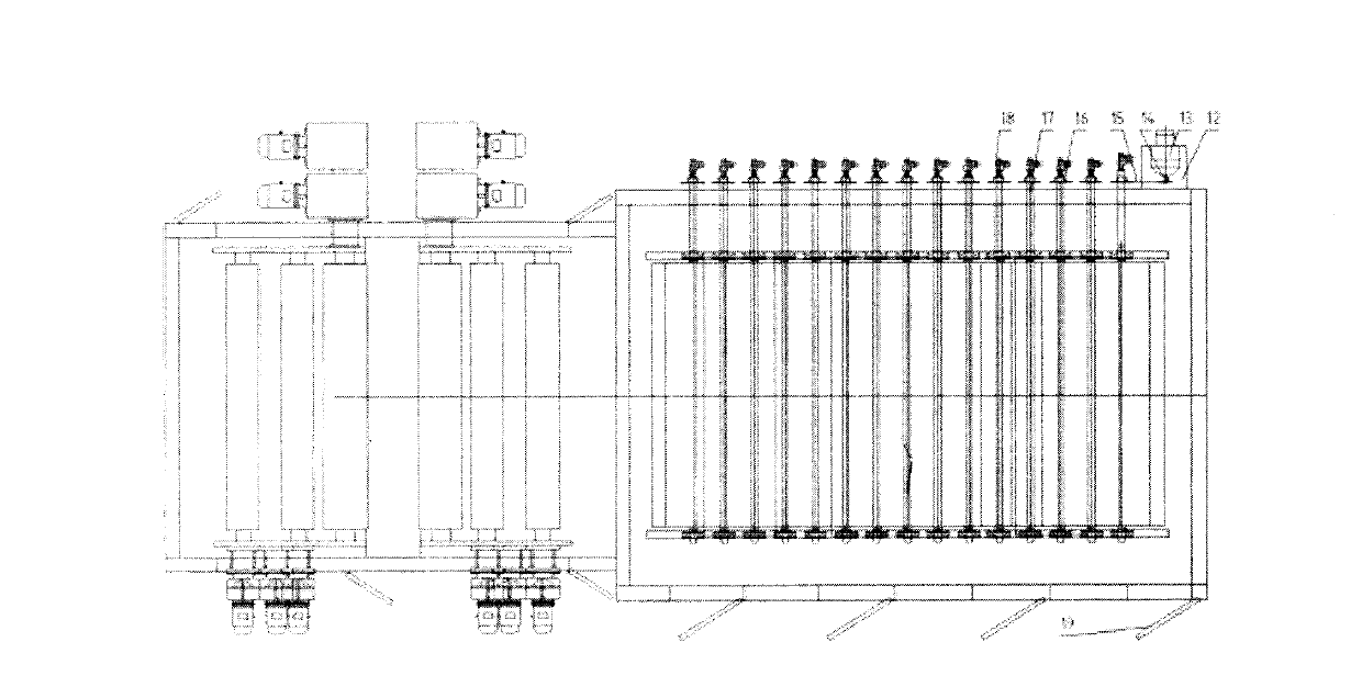 Twenty-five-roller stretcher for uniaxial tension of geogrid