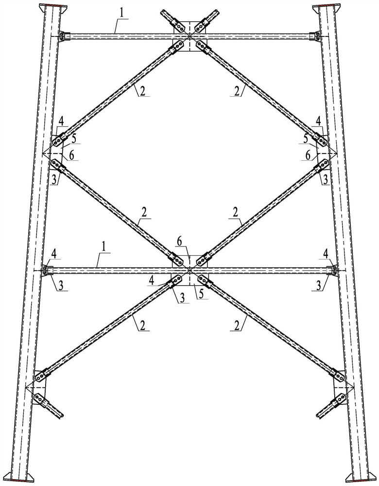 Web member structure shaped like Chinese character 'mi' and extra-high voltage converter station direct current field polar line tower