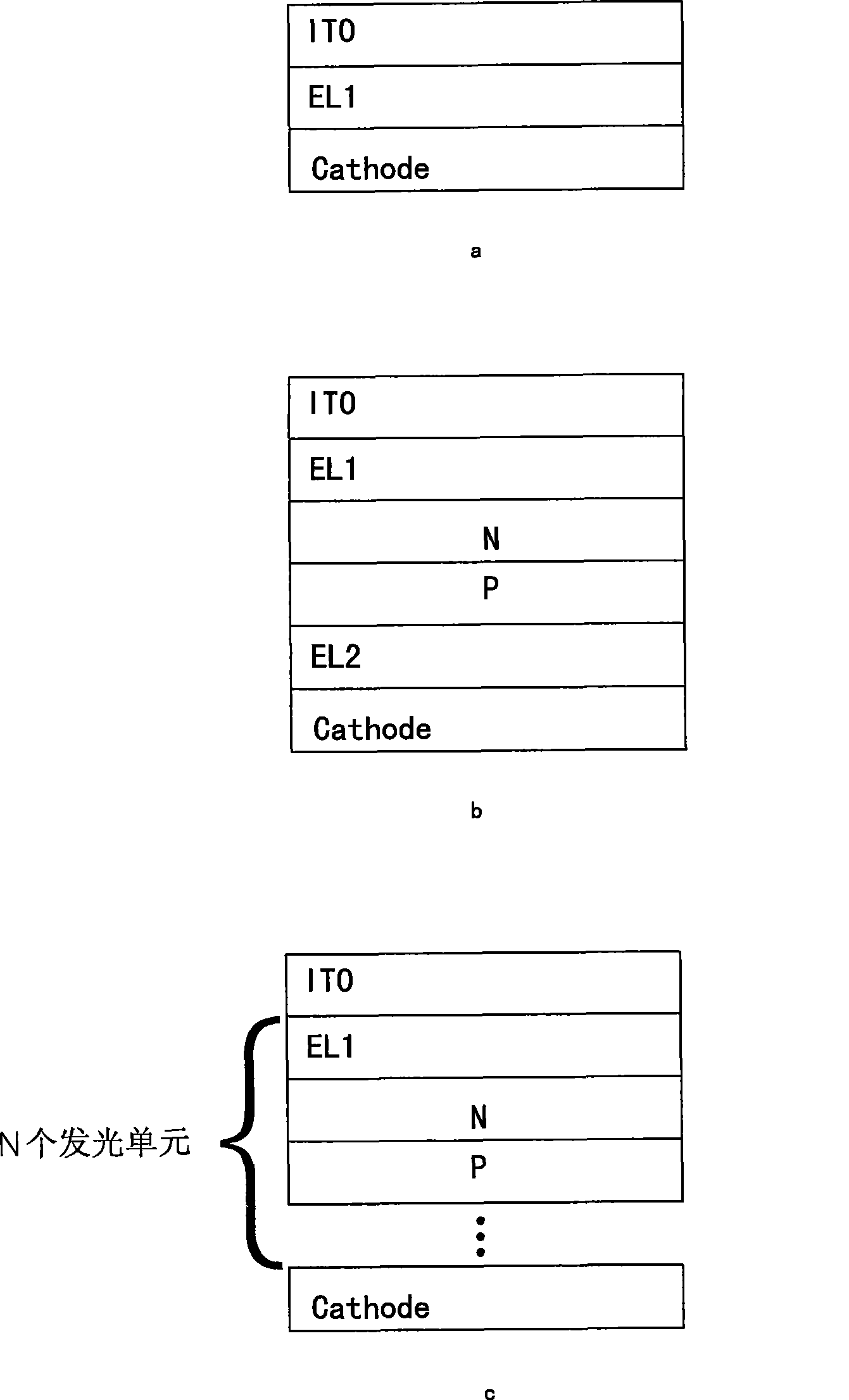 Organic electroluminescent devices of laminated construction