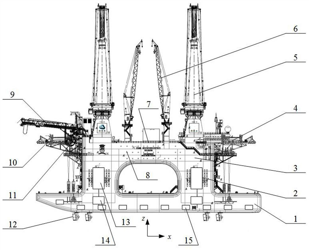 Semi-submersible type lifting and disassembling platform and control method thereof