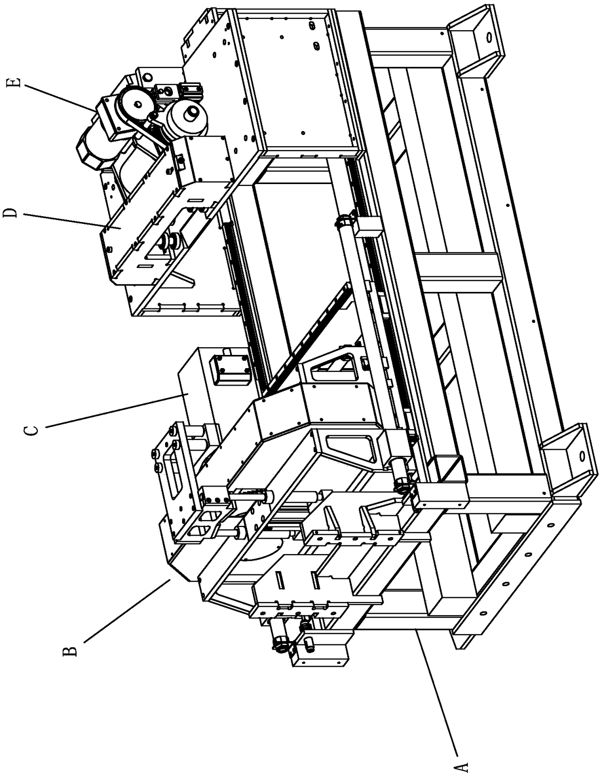 Wooden bar transporting, connecting, saw-cutting and outputting integrated machine for wood processing machine