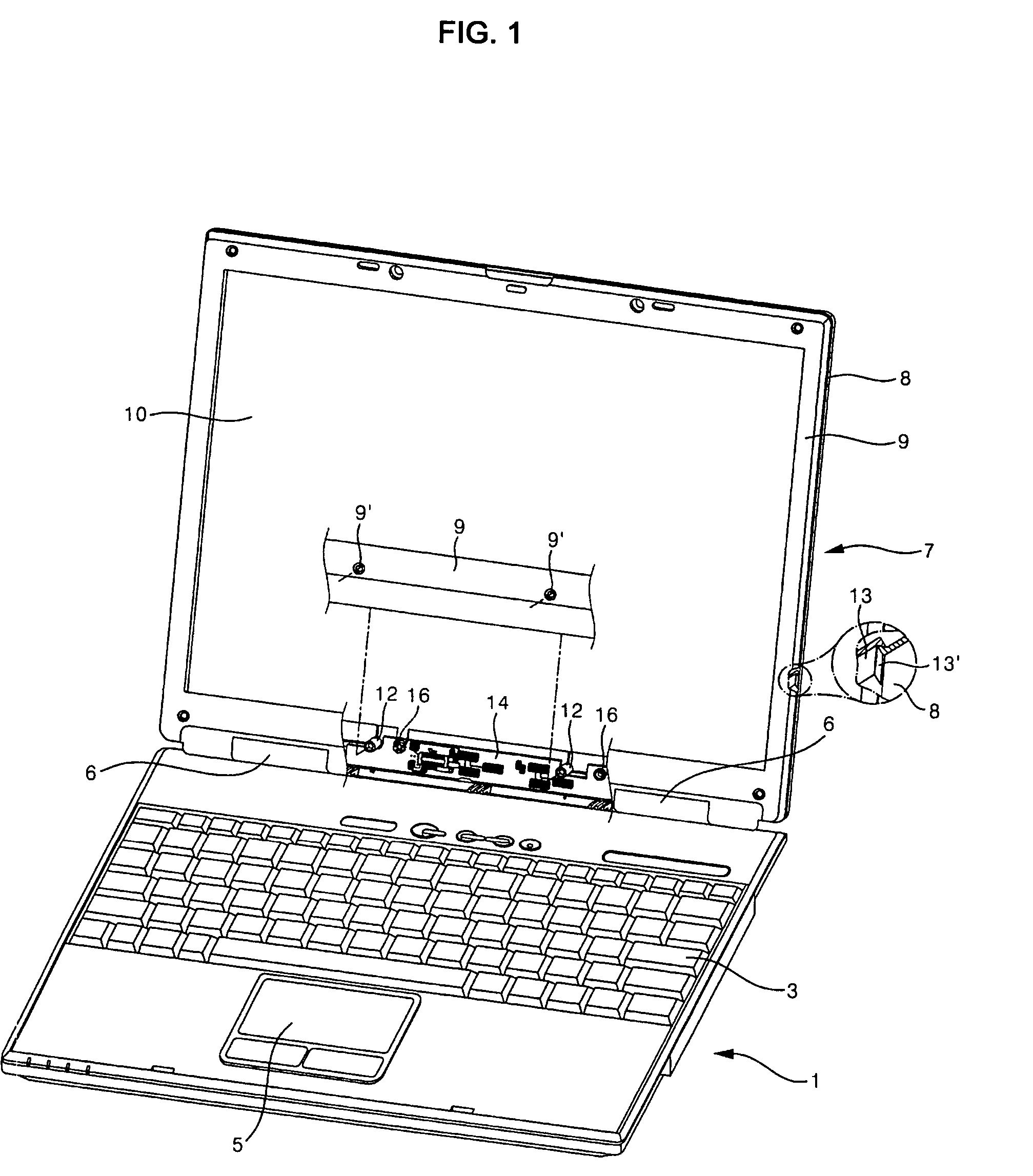 Fastener and display of portable computer using the same