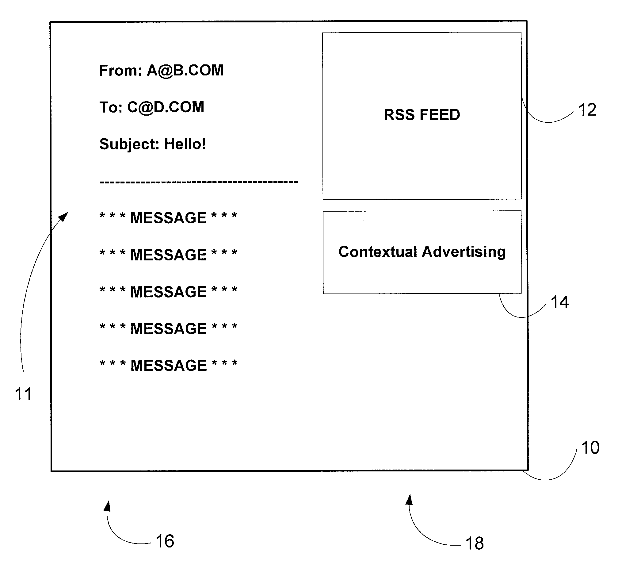 In-email rss feed delivery system, method, and computer program product