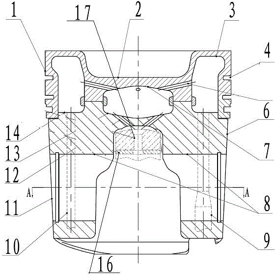 Intensive-cooling steel piston of gas engine