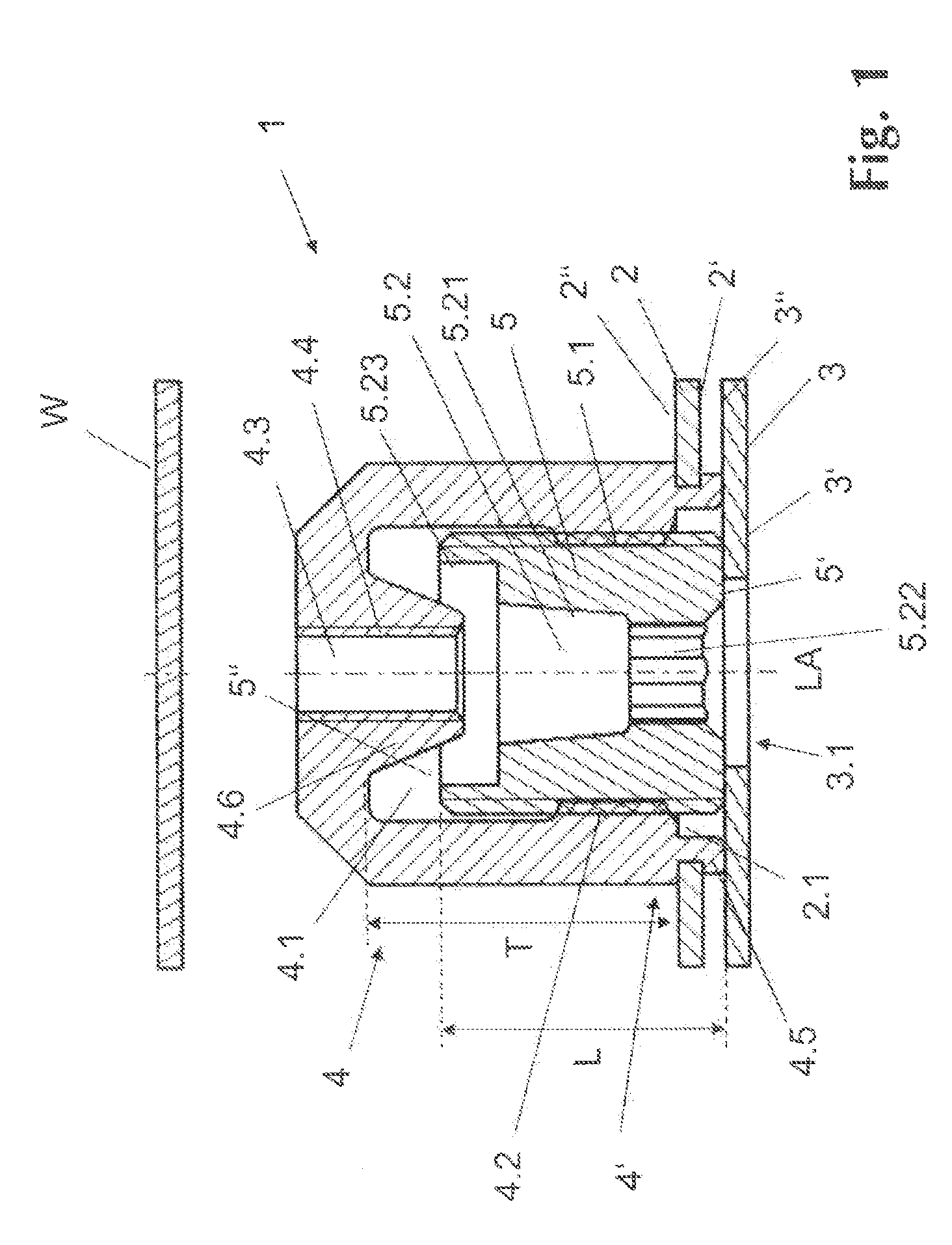 Adjustable fastening device and method for producing a prefabricated subassembly from at least one adjustable fastening device and a component