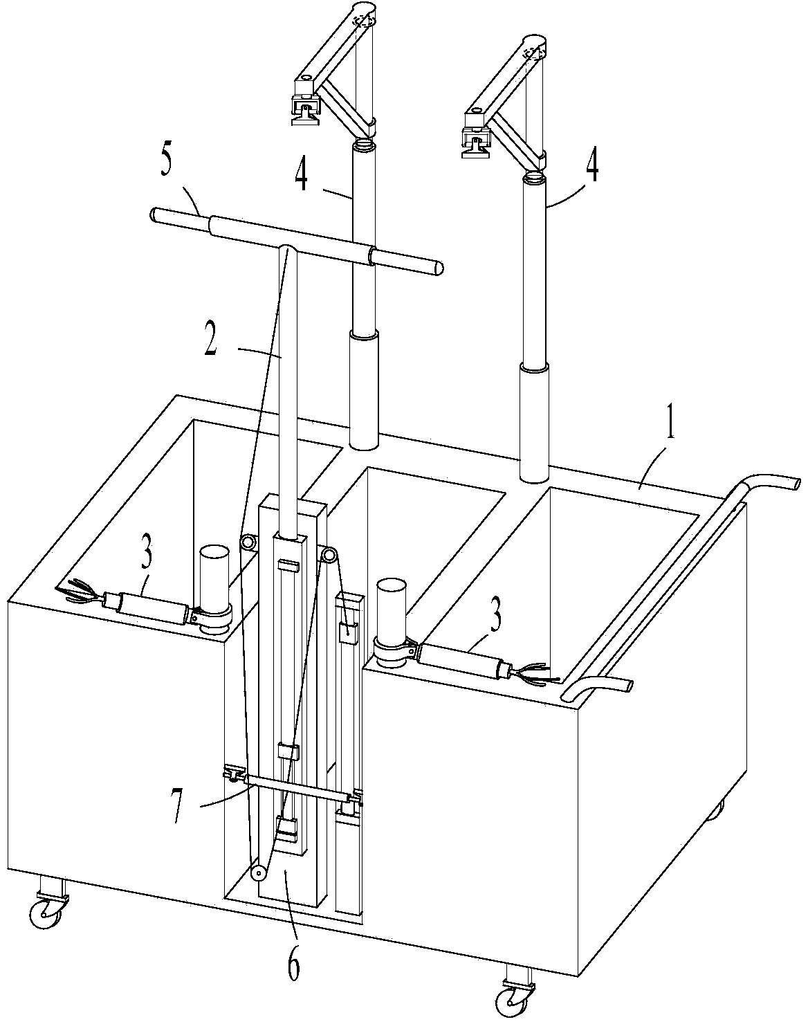 Pulley combination ascending and descending type quilt cover replacing machine