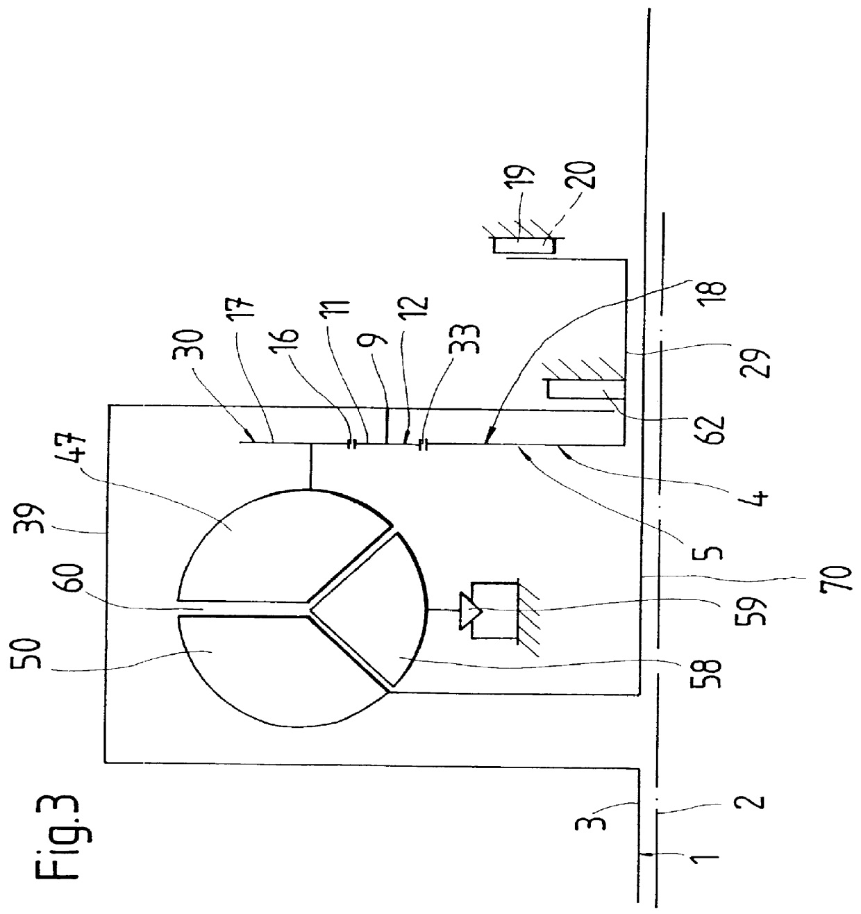 Hydrodynamic clutch device with a transmission