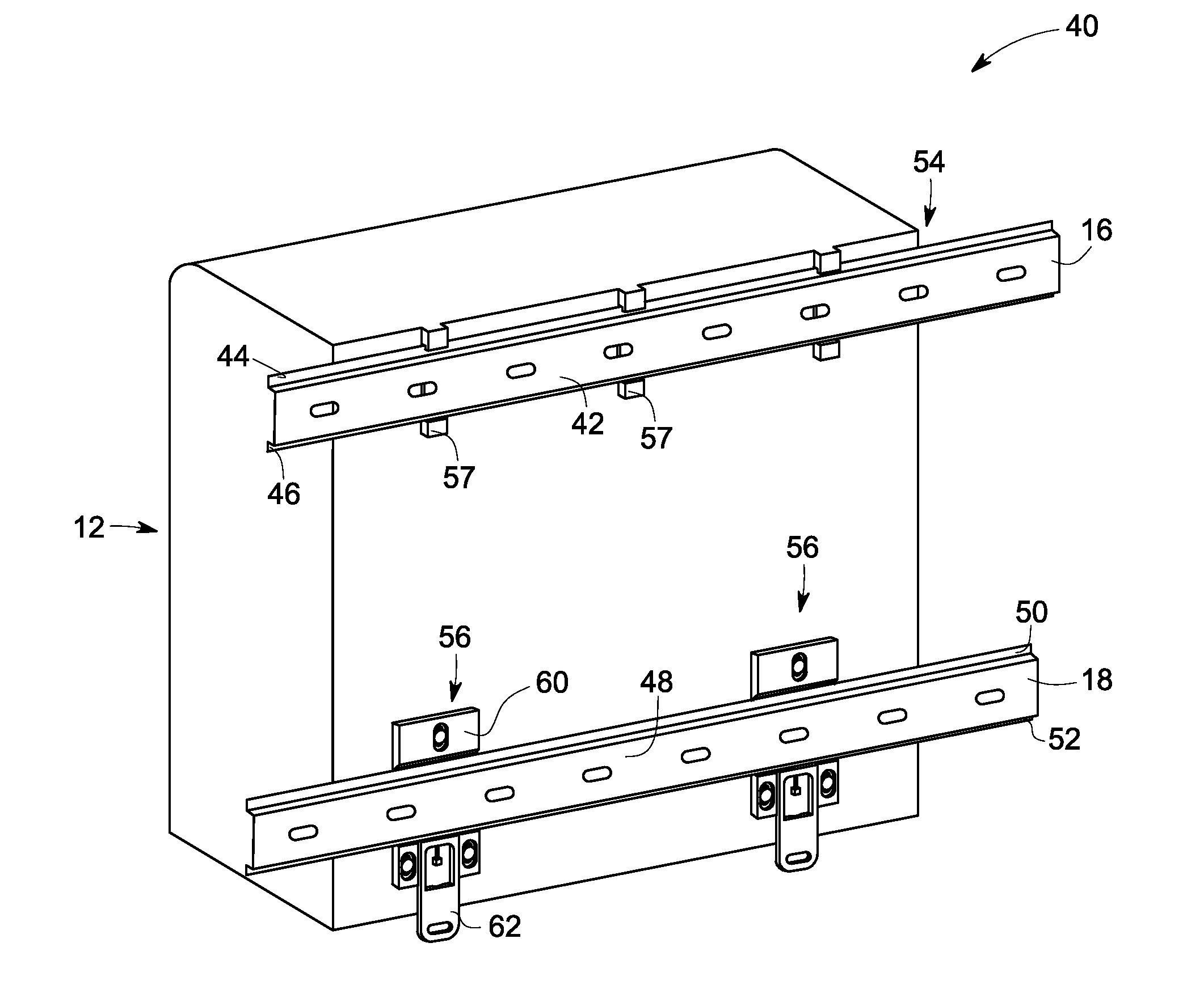 System for securing a device using two din rails