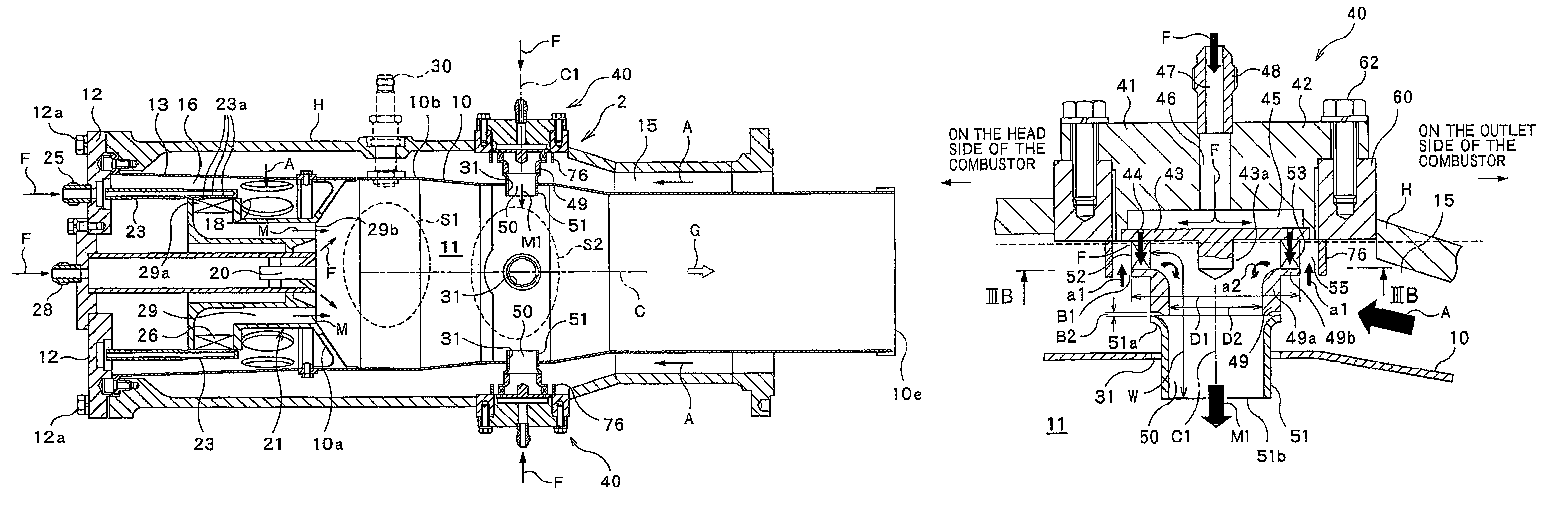 Gas turbine combustor including separate fuel injectors for plural zones